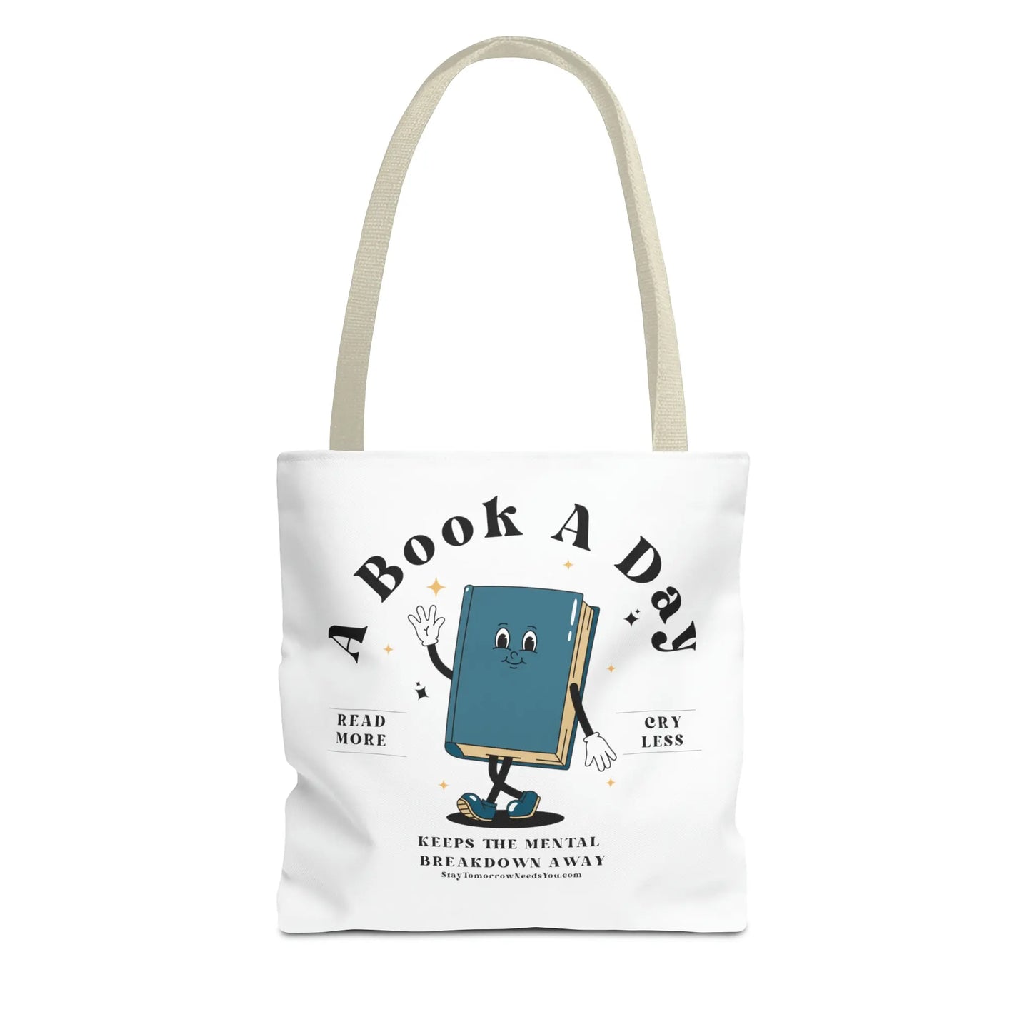 Bookish Mental Health Tote | Book A Day Retro Tote Read More Book Lover Bookworm BookTok Romance Reader Book Addict Romantasy Bibliophile