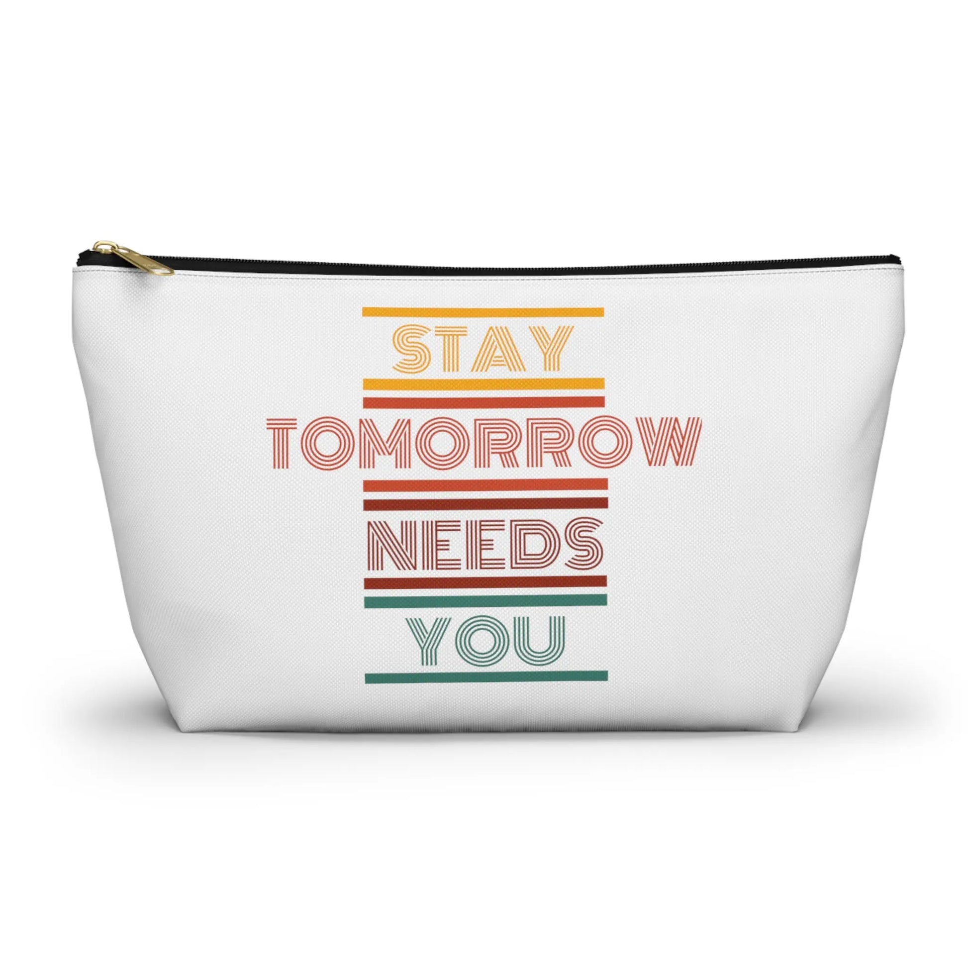 Stay, tomorrow needs you retro makeup Bag accessory Pouch w T-bottom - papercraneco