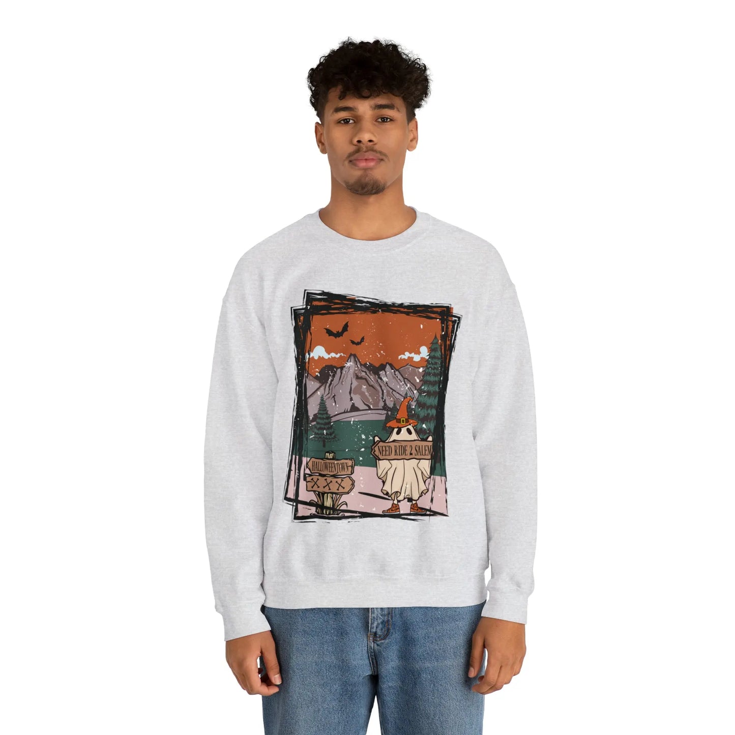 Halloween Hitchhiking Ghost Boho Distressed Printify