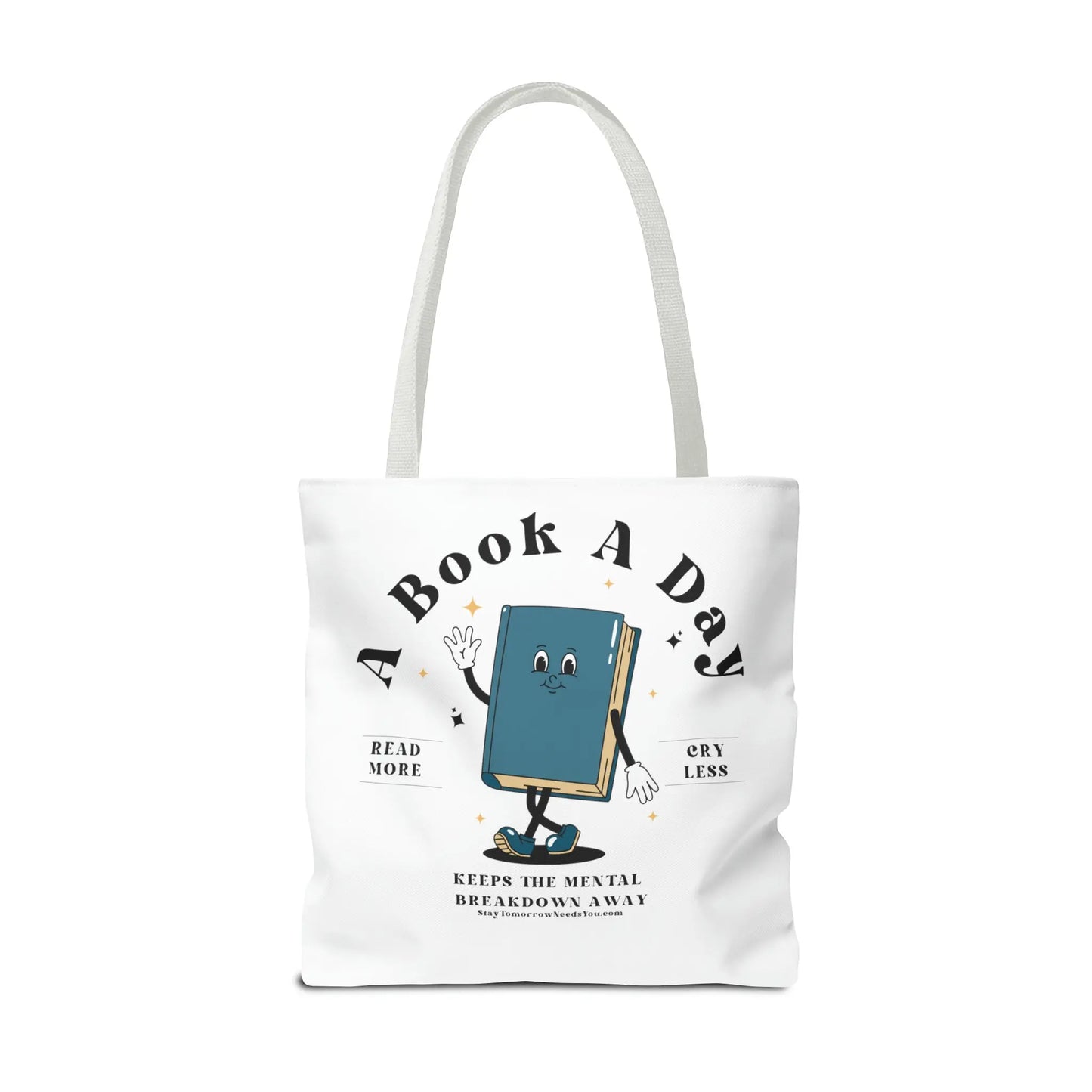 Bookish Mental Health Tote | Book A Day Retro Tote Read More Book Lover Bookworm BookTok Romance Reader Book Addict Romantasy Bibliophile