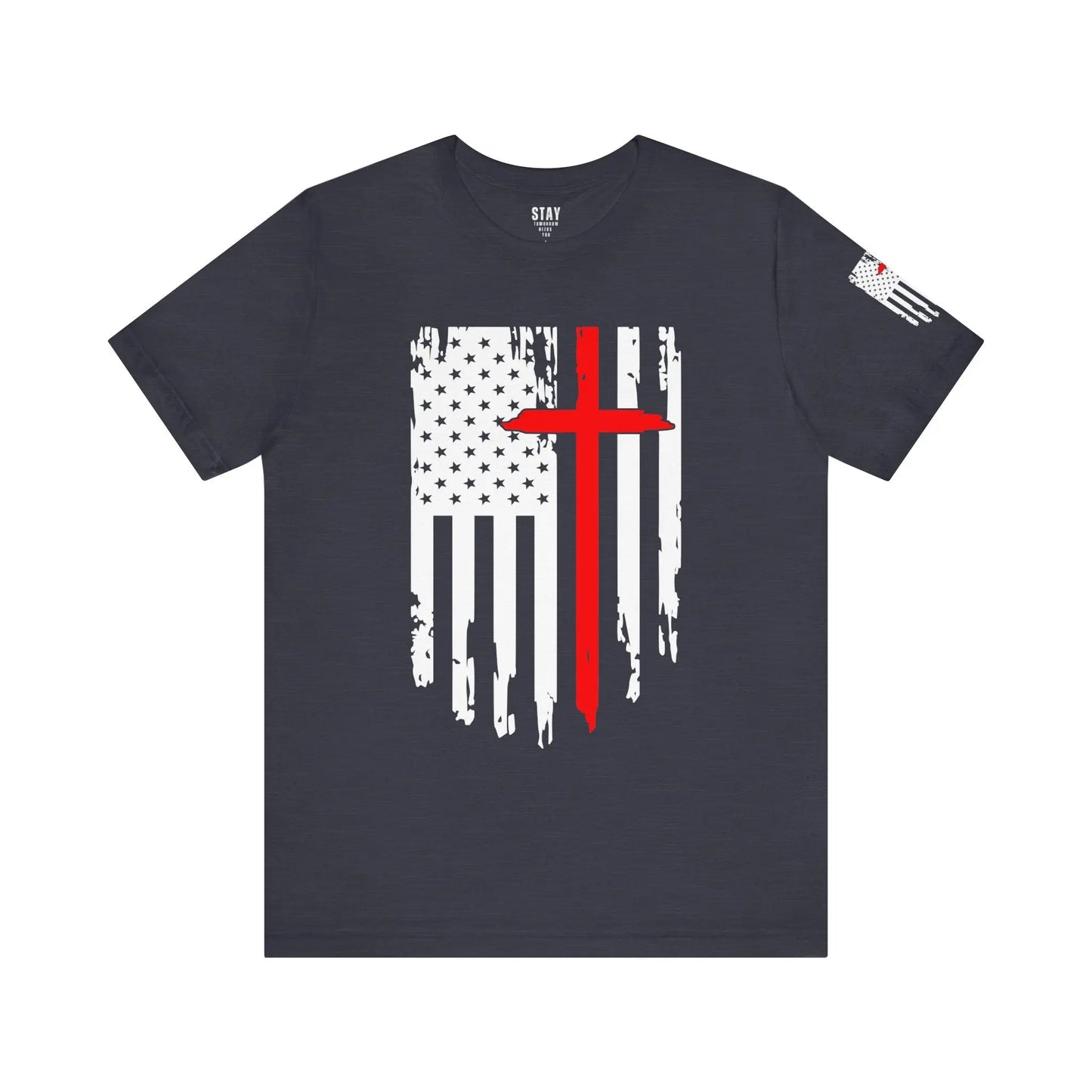 American Flag Cross Distressed USA Christian Cross Patriotic Flag with Cross Faith American Pride Mothers Day Fathers Day Military Veterans Fourth of July T shirt