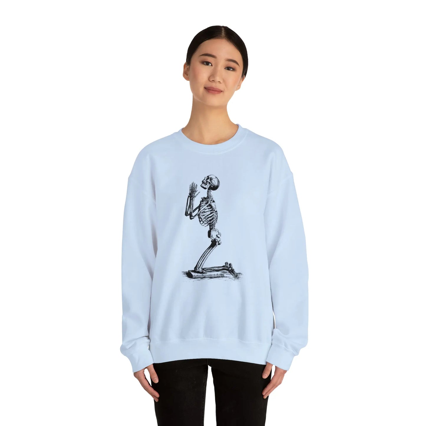 Praying Skeleton Sweatshirt Printify