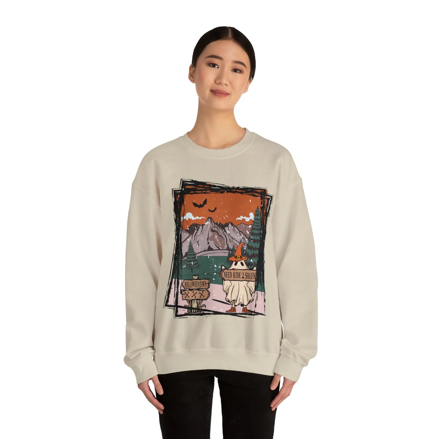 Halloween Hitchhiking Ghost Boho Distressed Printify