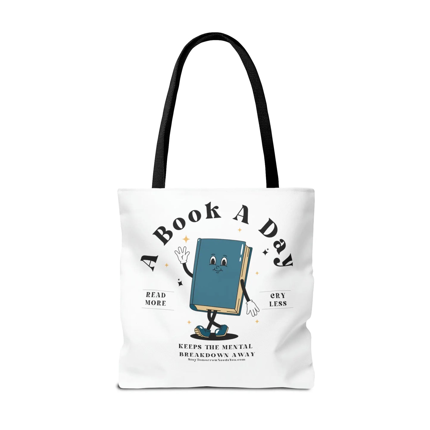 Bookish Mental Health Tote | Book A Day Retro Tote Read More Book Lover Bookworm BookTok Romance Reader Book Addict Romantasy Bibliophile