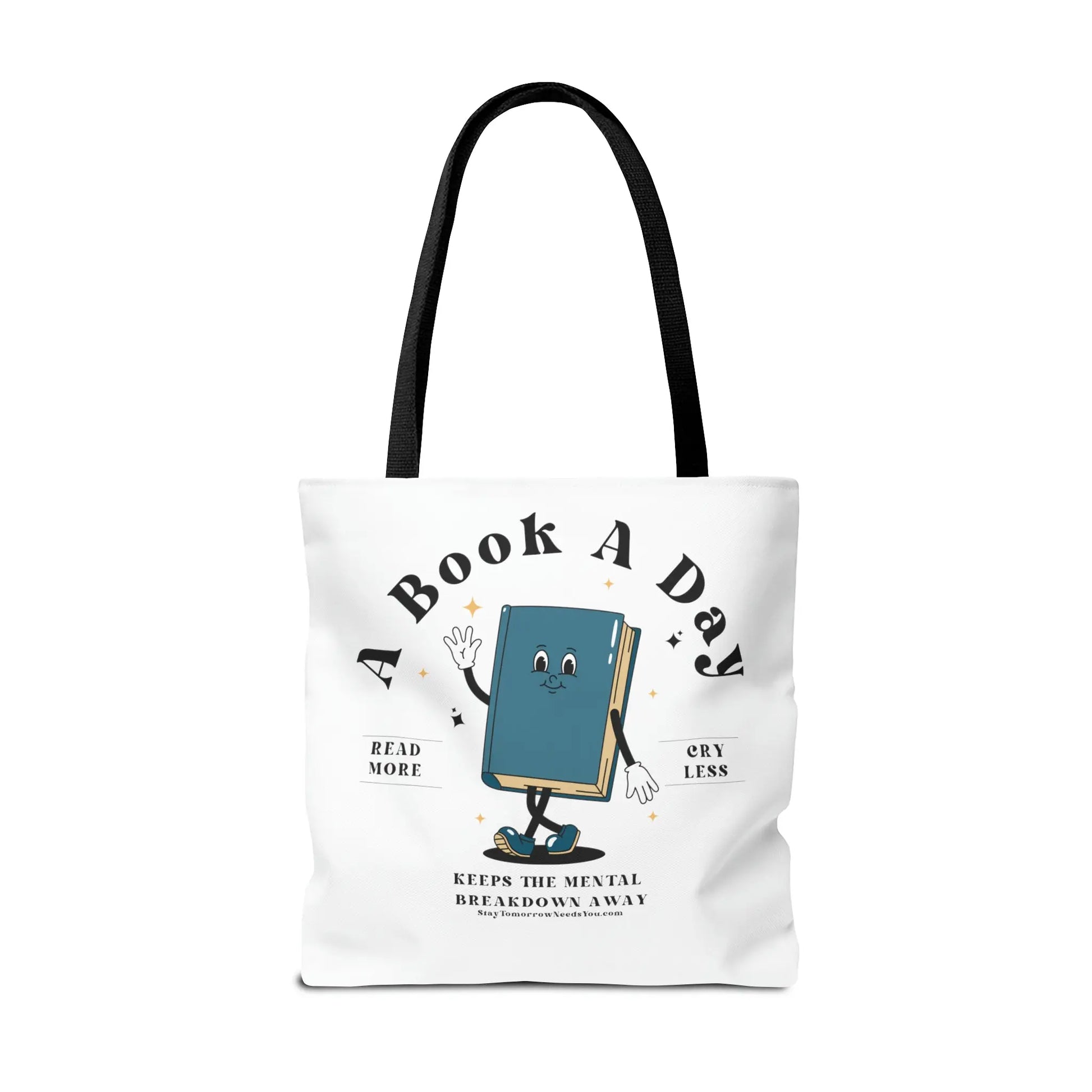 Bookish Mental Health Tote | Book A Day Retro Tote Read More Book Lover Bookworm BookTok Romance Reader Book Addict Romantasy Bibliophile