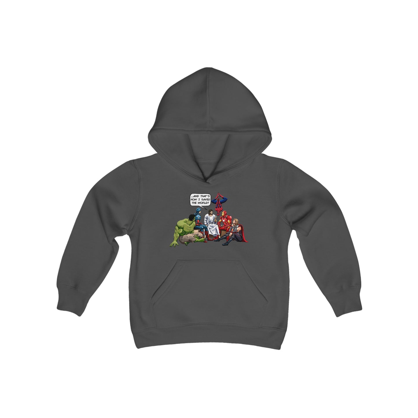 That's How I Saved The World Jesus Superheroes Funny Christian Jesus Sweatshirt Kids Superhero Youth Heavy Blend Hooded Sweatshirt - Stay Tomorrow Needs You That's How I Saved The World Jesus Superheroes Funny Christian Jesus Sweatshirt Kids Superhero Youth Heavy Blend Hooded Sweatshirt