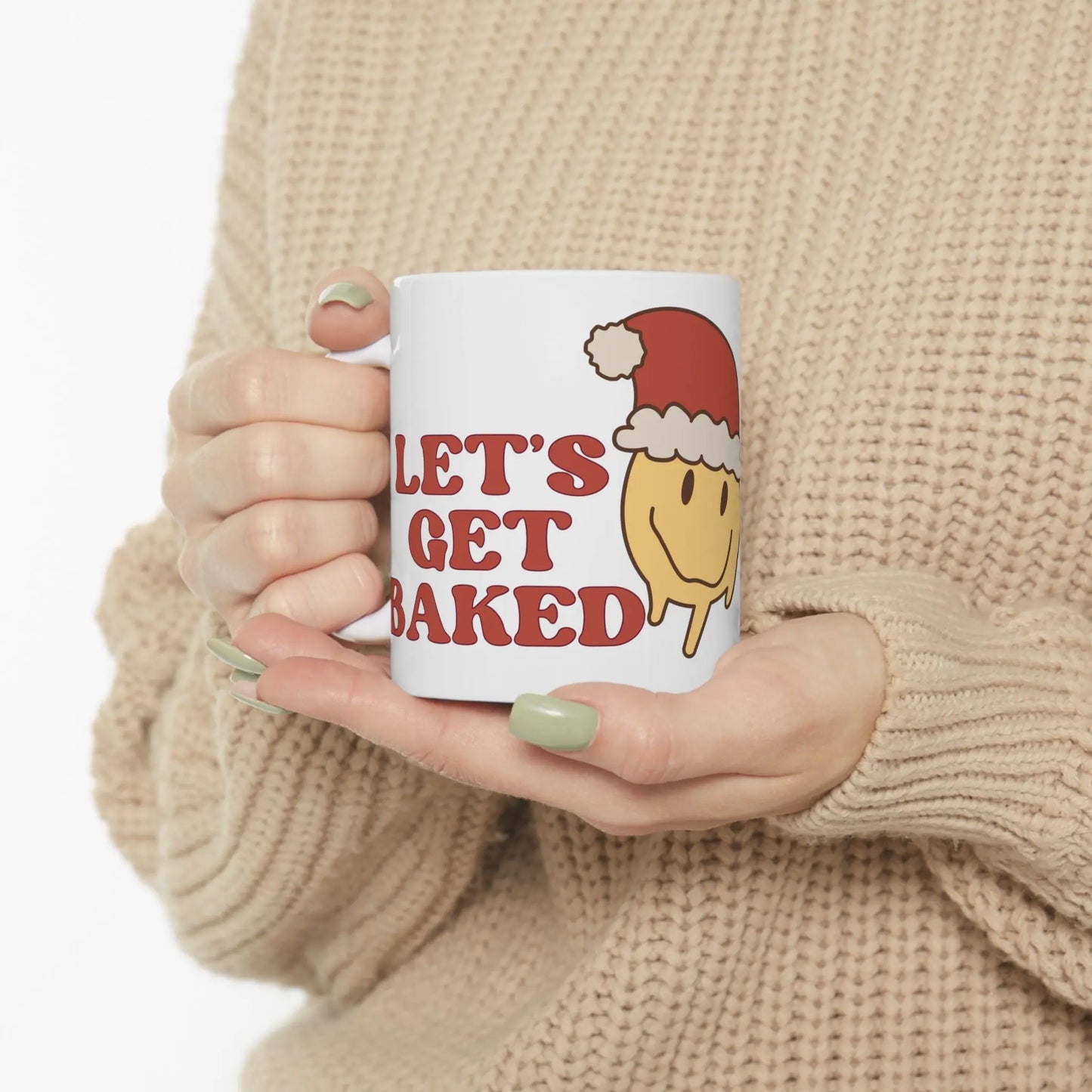 Let’s Get Baked Retro Smiley Ceramic Mug 11oz Printify