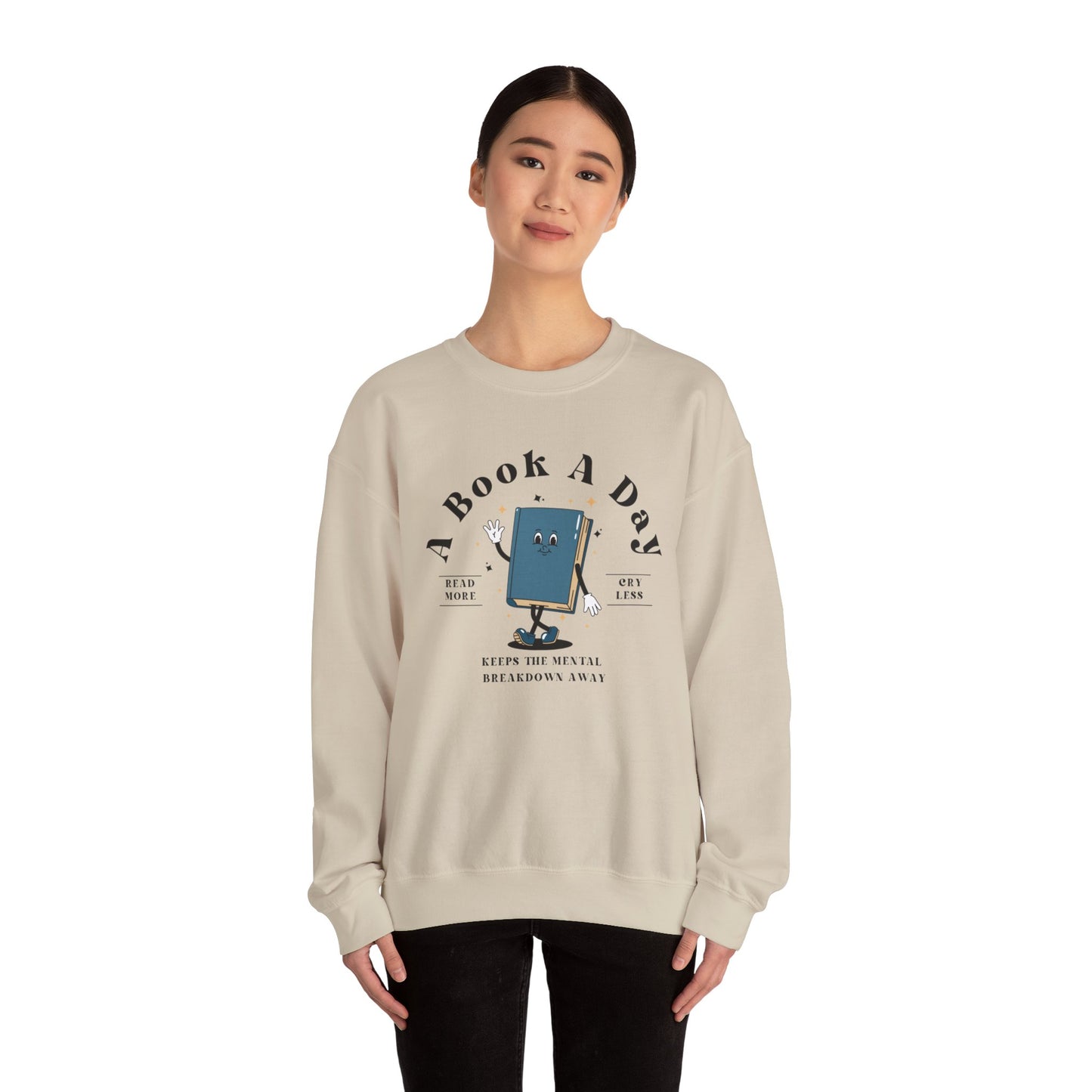 Bookish Sweatshirt Book A Day Retro Sweatshirt Read More Book Lover Bookworm BookTok Addict Romantasy Bibliophile