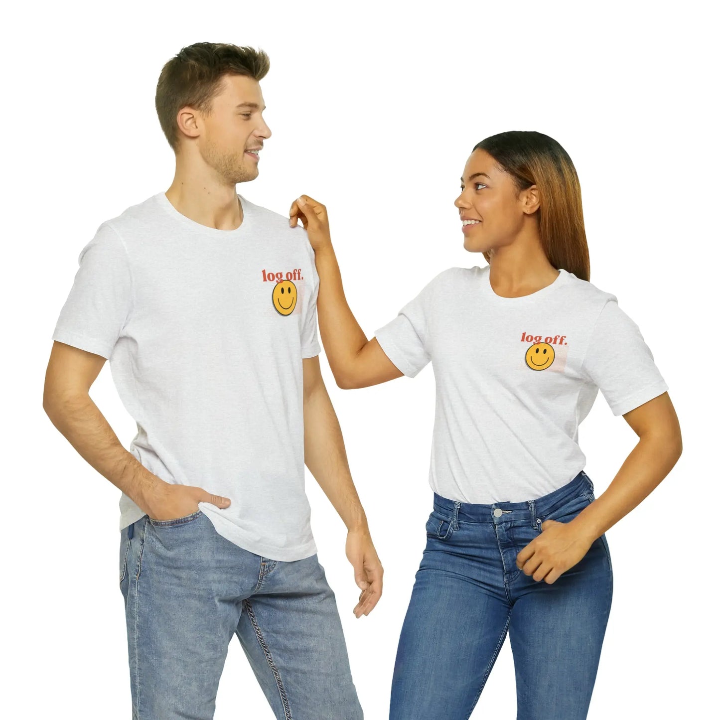 Stay Present with Retro 'Log Off' Smiley Face T-Shirt - papercraneco