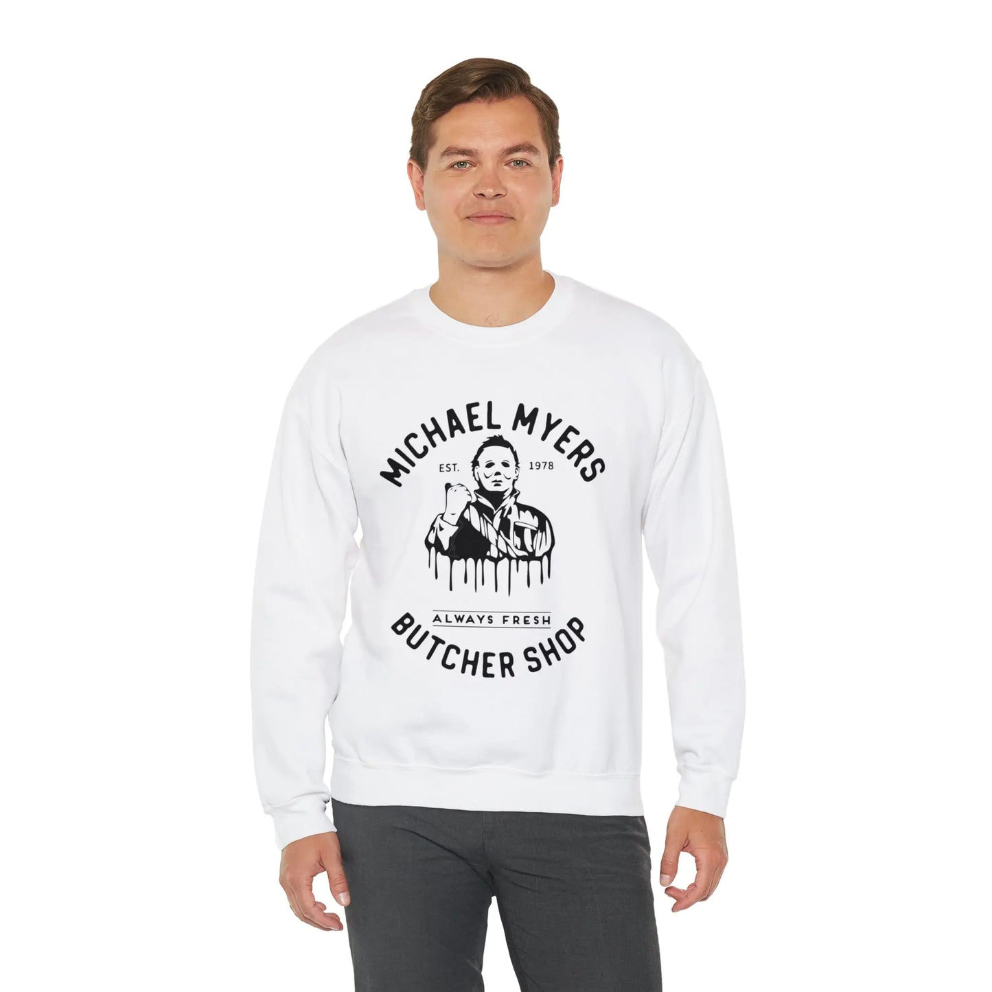 Halloween Michael Myers Butcher Shop Sweatshirt Printify