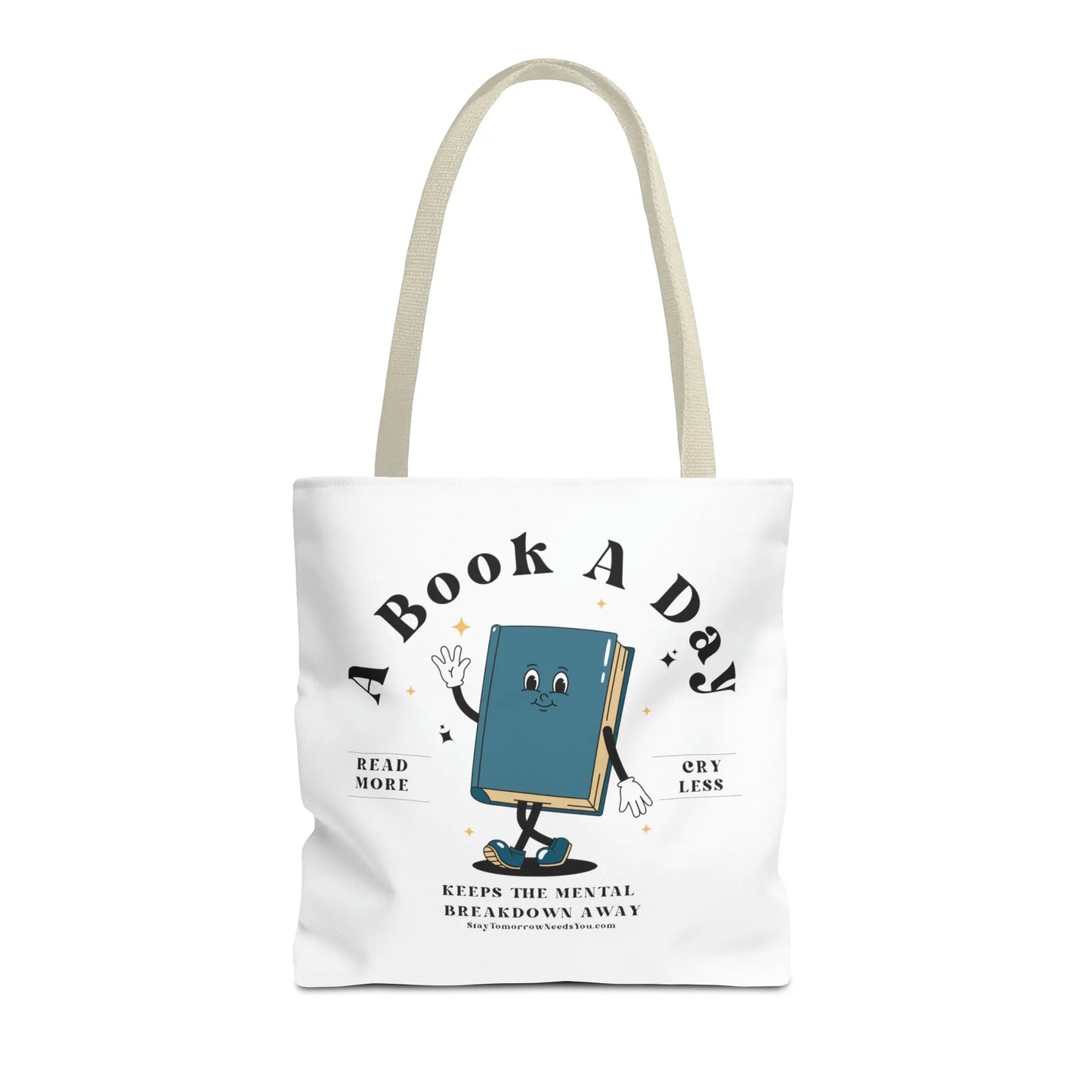 Bookish Mental Health Tote | Book A Day Retro Tote Read More Book Lover Bookworm BookTok Romance Reader Book Addict Romantasy Bibliophile
