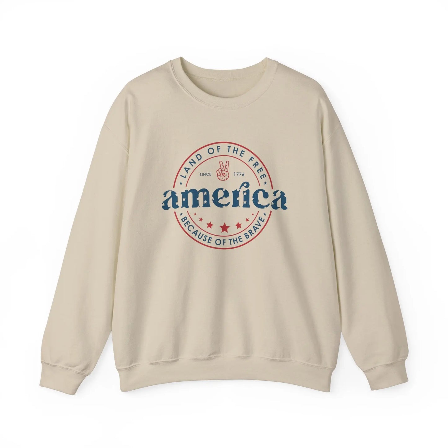 America: Land of the Free Because of the Brave Vintage Retro America Sweatshirt for Patriots Printify