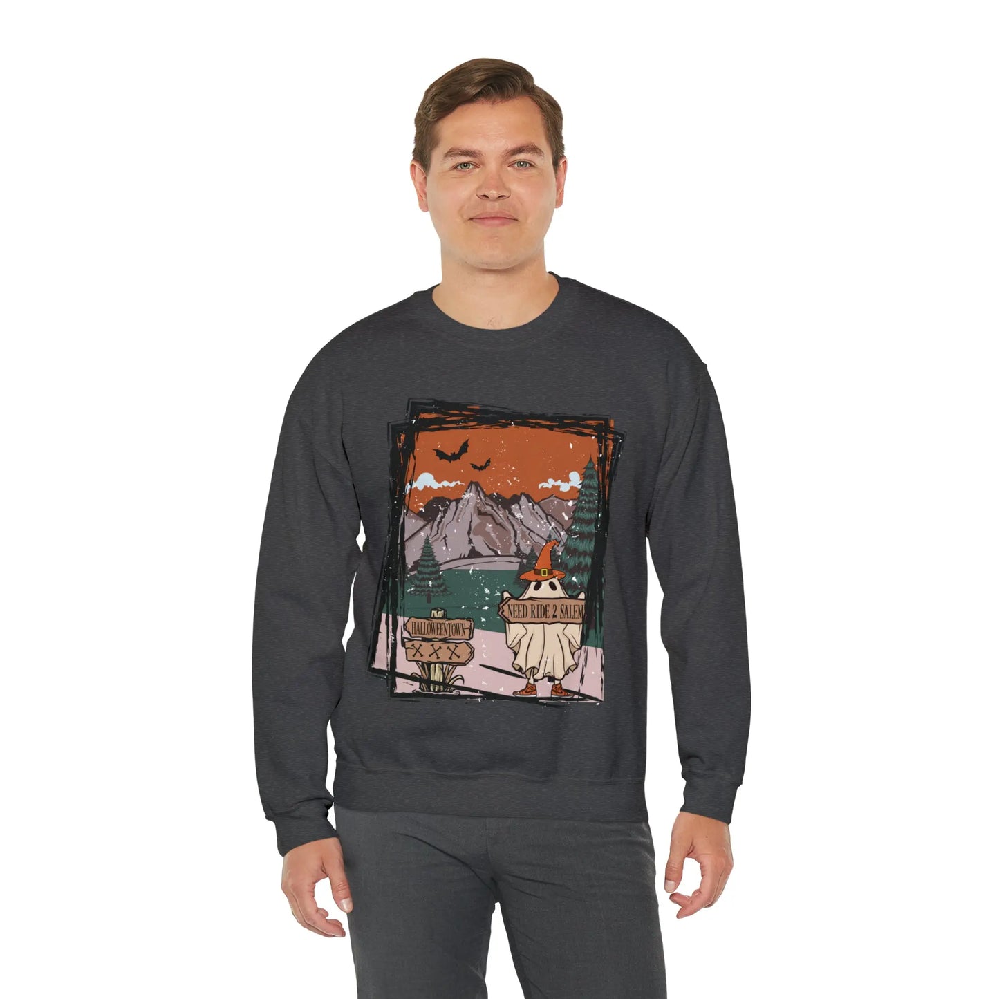 Halloween Hitchhiking Ghost Boho Distressed Printify