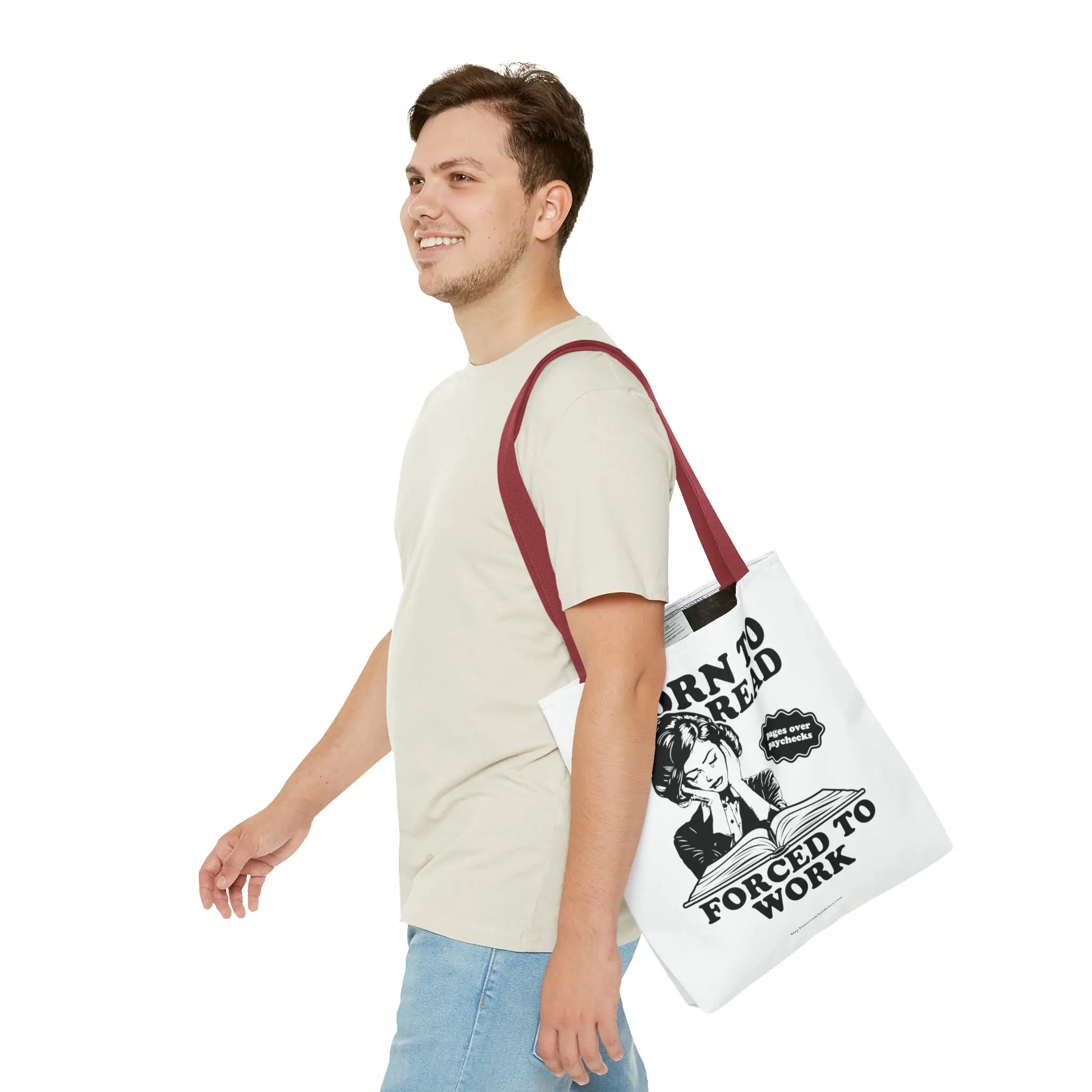 Born To Read Forced to Work Retro Tote Spicy Smut Tote Bookish Gift Dark Romantasy Reader Morally Grey Club Fiction Character Book Lover Mothers Day Gift Book Club Book Worm