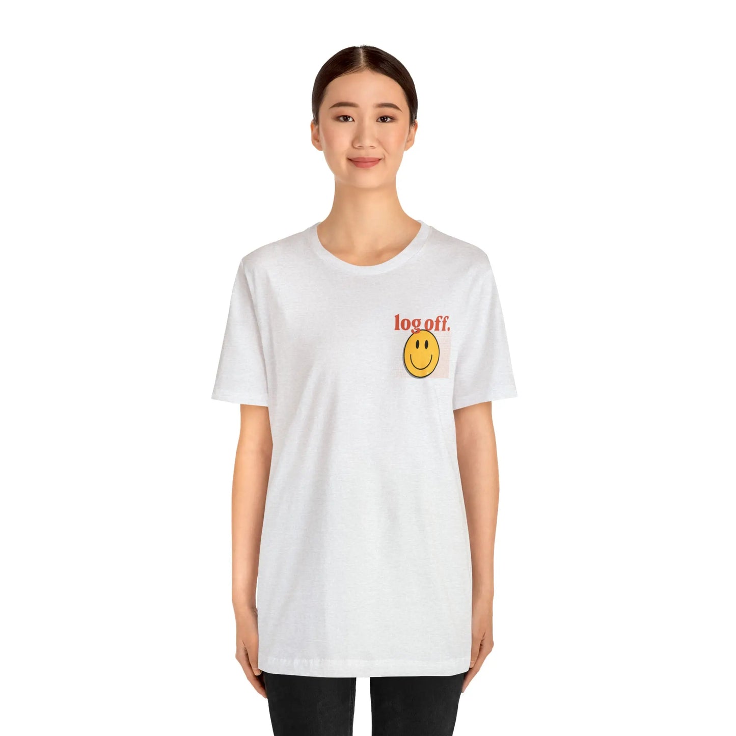 Stay Present with Retro 'Log Off' Smiley Face T-Shirt - papercraneco