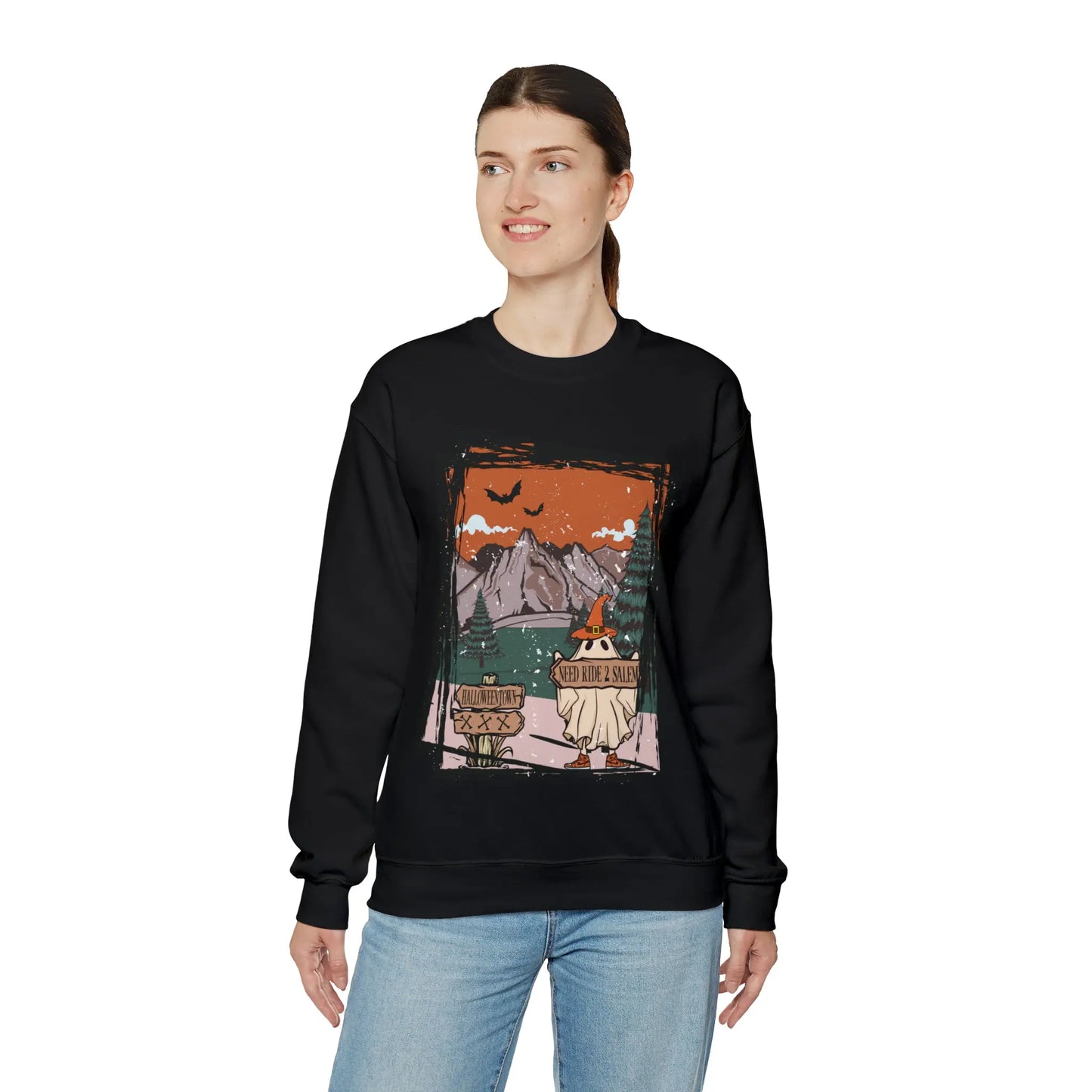 Halloween Hitchhiking Ghost Boho Distressed Printify