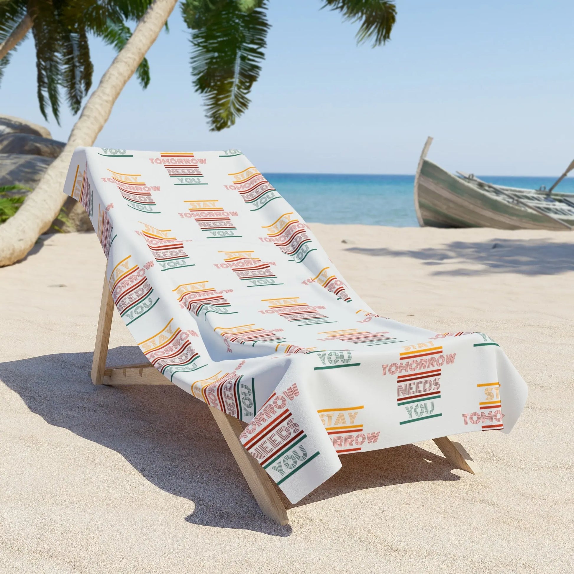 Retro Stay Tomorrow Needs You Suicide Awareness Beach Pool Towel - Spread positivity at the beach while supporting mental health awareness.