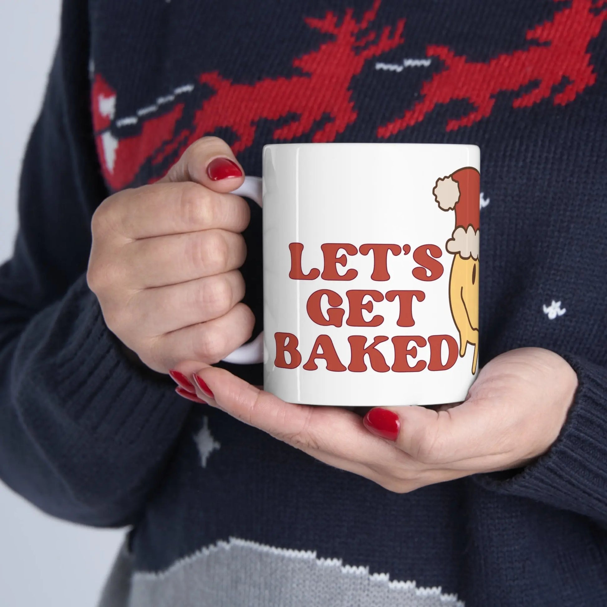 Let’s Get Baked Retro Smiley Ceramic Mug 11oz Printify