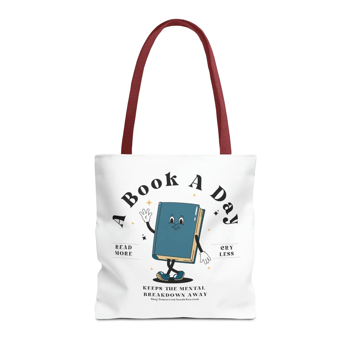 Bookish Mental Health Tote | Book A Day Retro Tote Read More Book Lover Bookworm BookTok Romance Reader Book Addict Romantasy Bibliophile