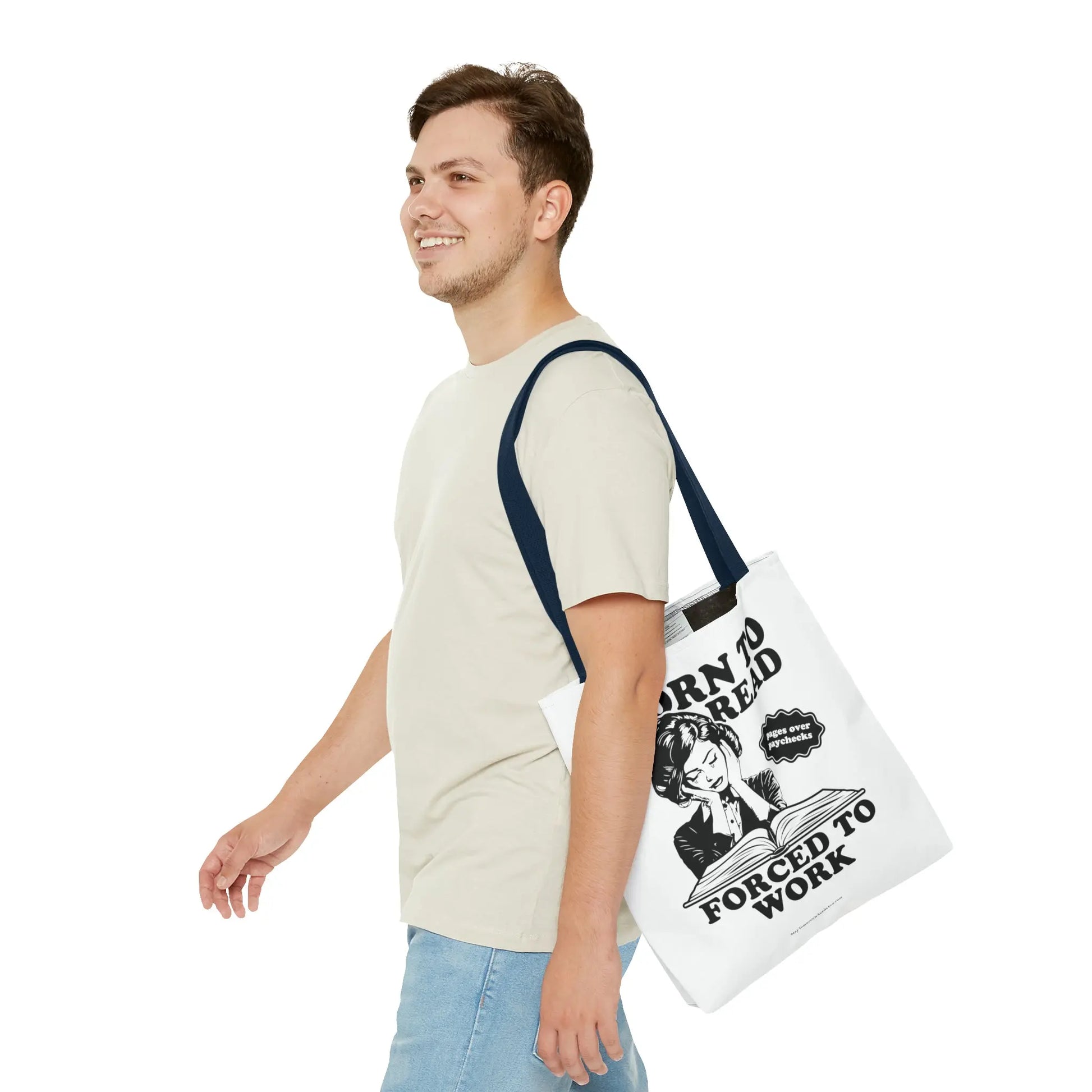 Born To Read Forced to Work Retro Tote Spicy Smut Tote Bookish Gift Dark Romantasy Reader Morally Grey Club Fiction Character Book Lover Mothers Day Gift Book Club Book Worm