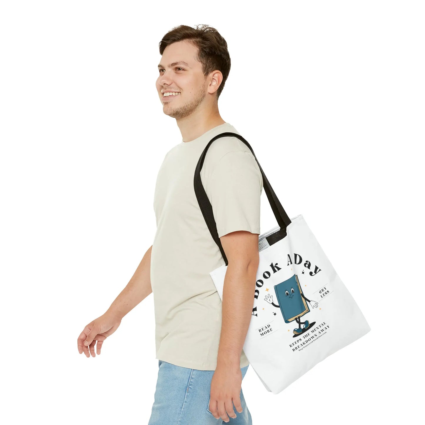 Bookish Mental Health Tote | Book A Day Retro Tote Read More Book Lover Bookworm BookTok Romance Reader Book Addict Romantasy Bibliophile