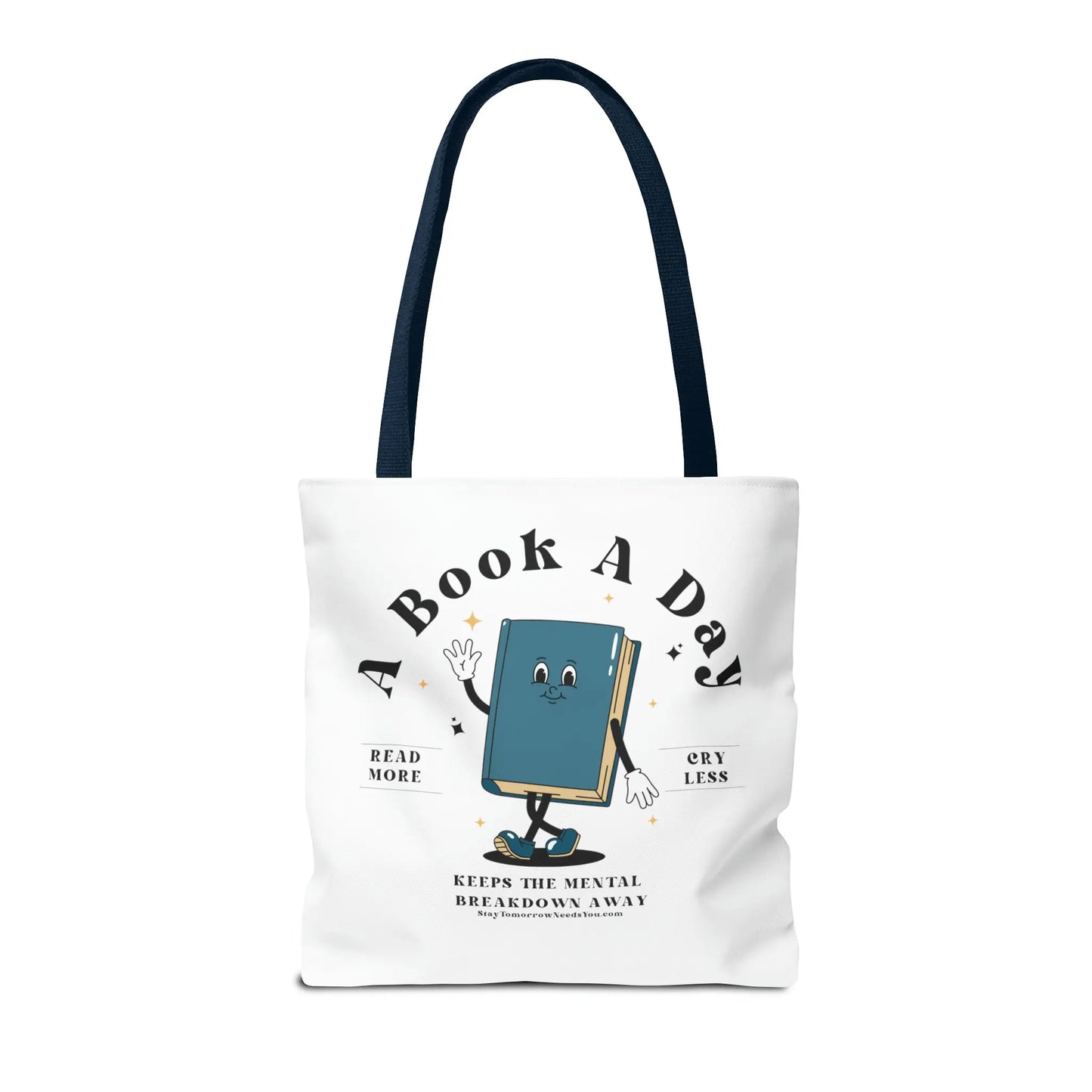 Bookish Mental Health Tote | Book A Day Retro Tote Read More Book Lover Bookworm BookTok Romance Reader Book Addict Romantasy Bibliophile