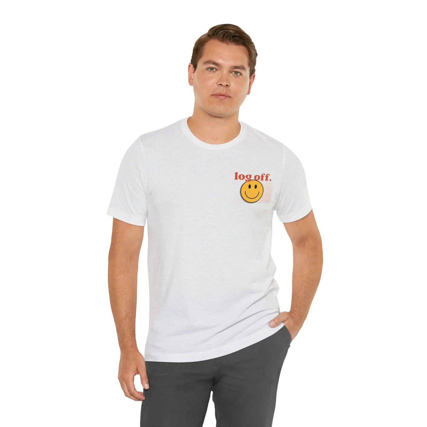 Stay Present with Retro 'Log Off' Smiley Face T-Shirt - papercraneco