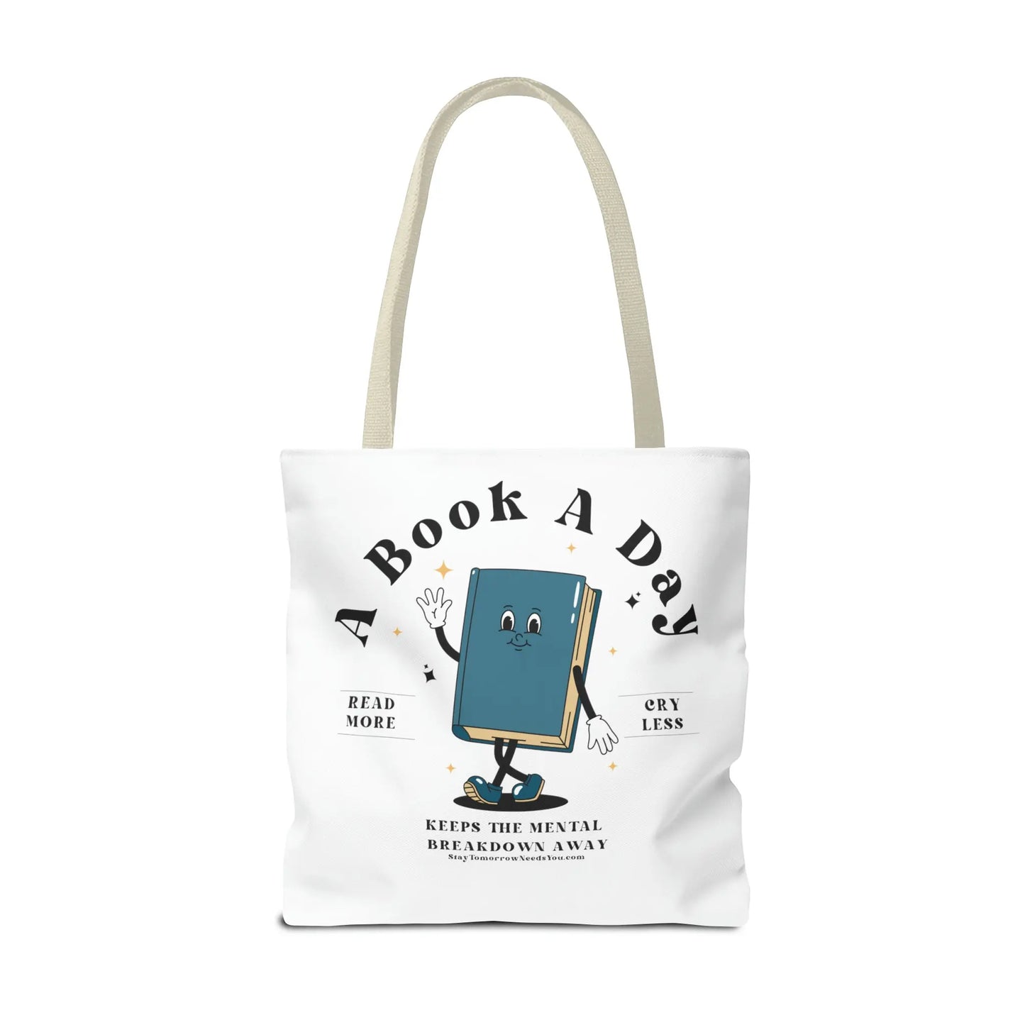 Bookish Mental Health Tote | Book A Day Retro Tote Read More Book Lover Bookworm BookTok Romance Reader Book Addict Romantasy Bibliophile