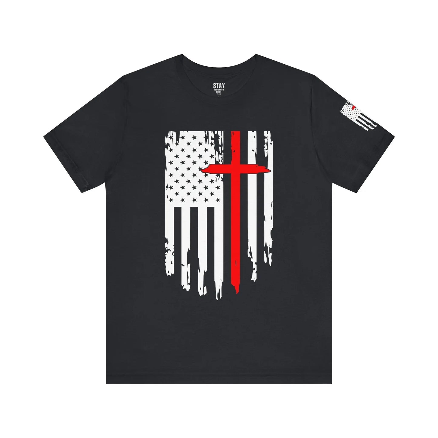 American Flag Cross Distressed USA Christian Cross Patriotic Flag with Cross Faith American Pride Mothers Day Fathers Day Military Veterans Fourth of July T shirt