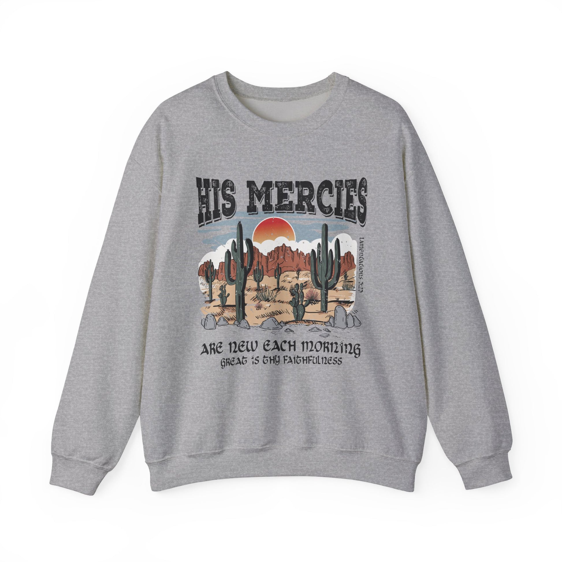 Boho Christian Sweatshirt Bible Verse Jesus Apparel Faith Based His Mercies Are New Vintage - Stay Tomorrow Needs You
