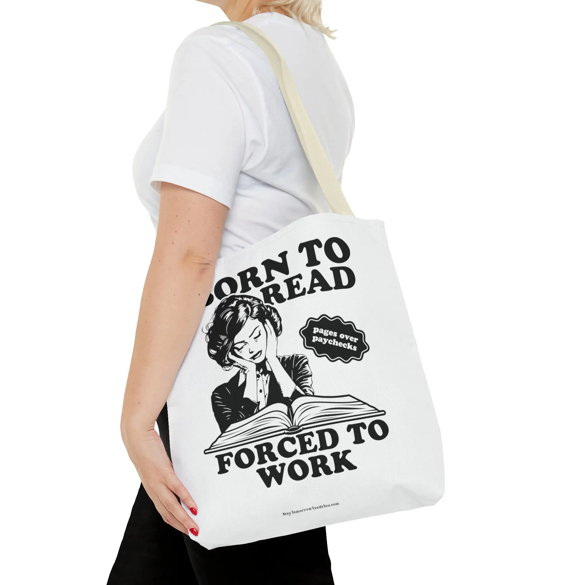Born To Read Forced to Work Retro Tote Spicy Smut Tote Bookish Gift Dark Romantasy Reader Morally Grey Club Fiction Character Book Lover Mothers Day Gift Book Club Book Worm