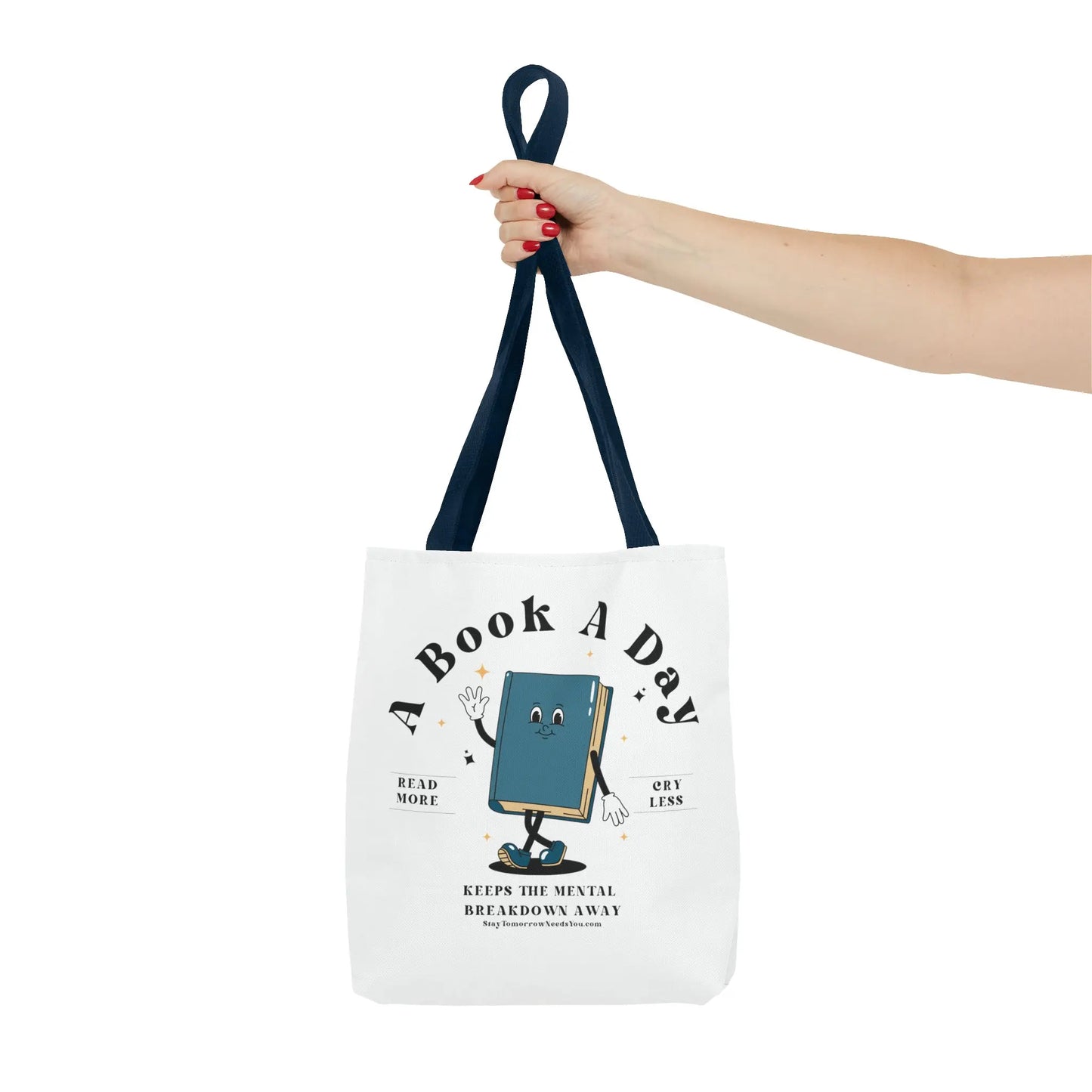Bookish Mental Health Tote | Book A Day Retro Tote Read More Book Lover Bookworm BookTok Romance Reader Book Addict Romantasy Bibliophile