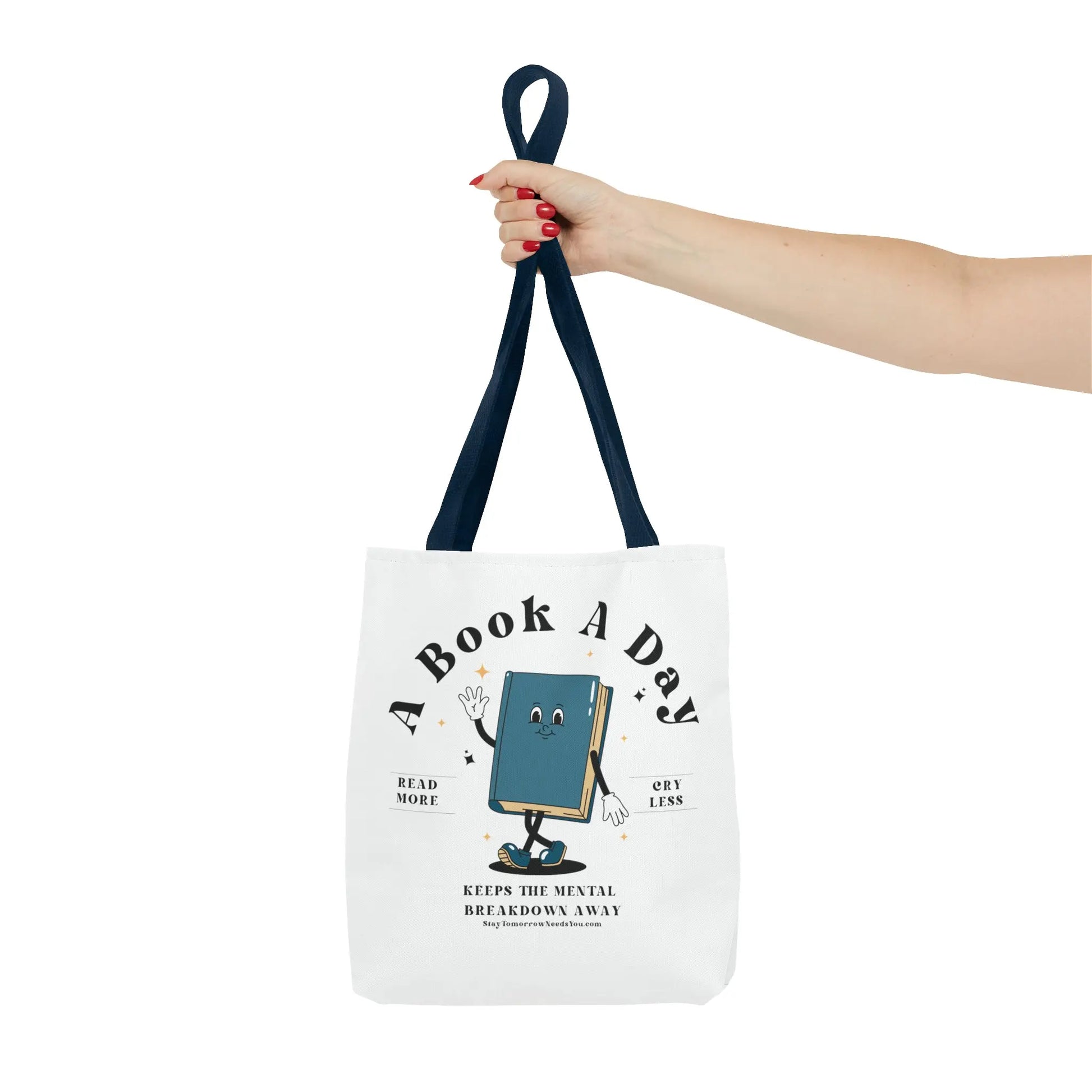 Bookish Mental Health Tote | Book A Day Retro Tote Read More Book Lover Bookworm BookTok Romance Reader Book Addict Romantasy Bibliophile