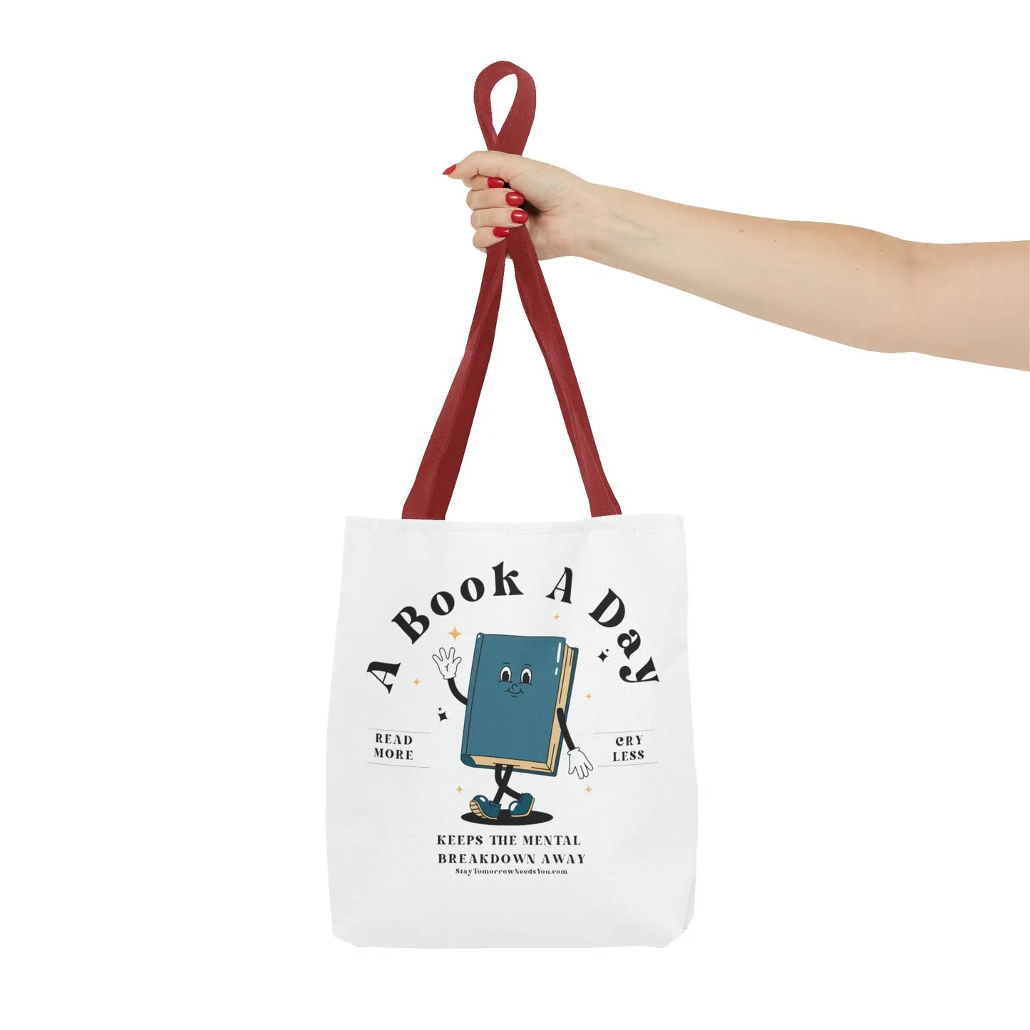Bookish Mental Health Tote | Book A Day Retro Tote Read More Book Lover Bookworm BookTok Romance Reader Book Addict Romantasy Bibliophile
