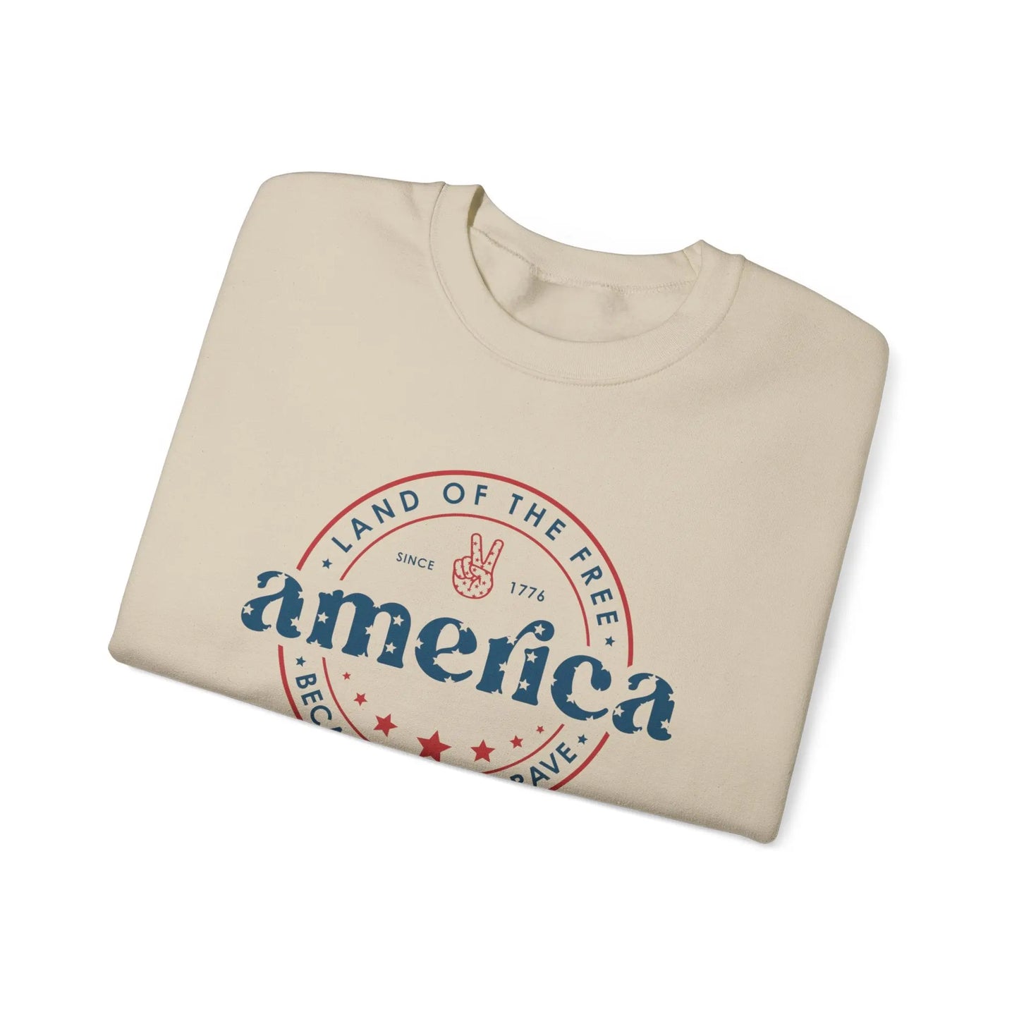 America: Land of the Free Because of the Brave Vintage Retro America Sweatshirt for Patriots Printify