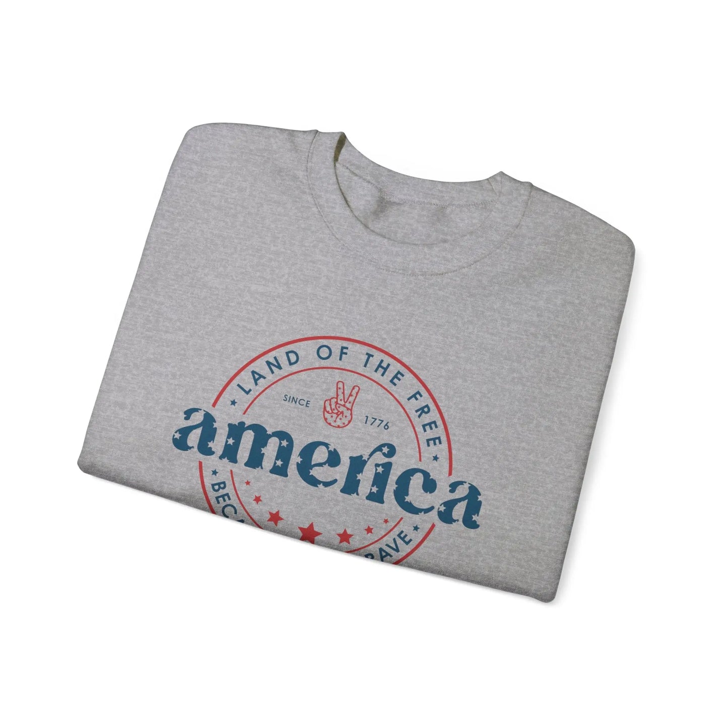 America: Land of the Free Because of the Brave Vintage Retro America Sweatshirt for Patriots Printify