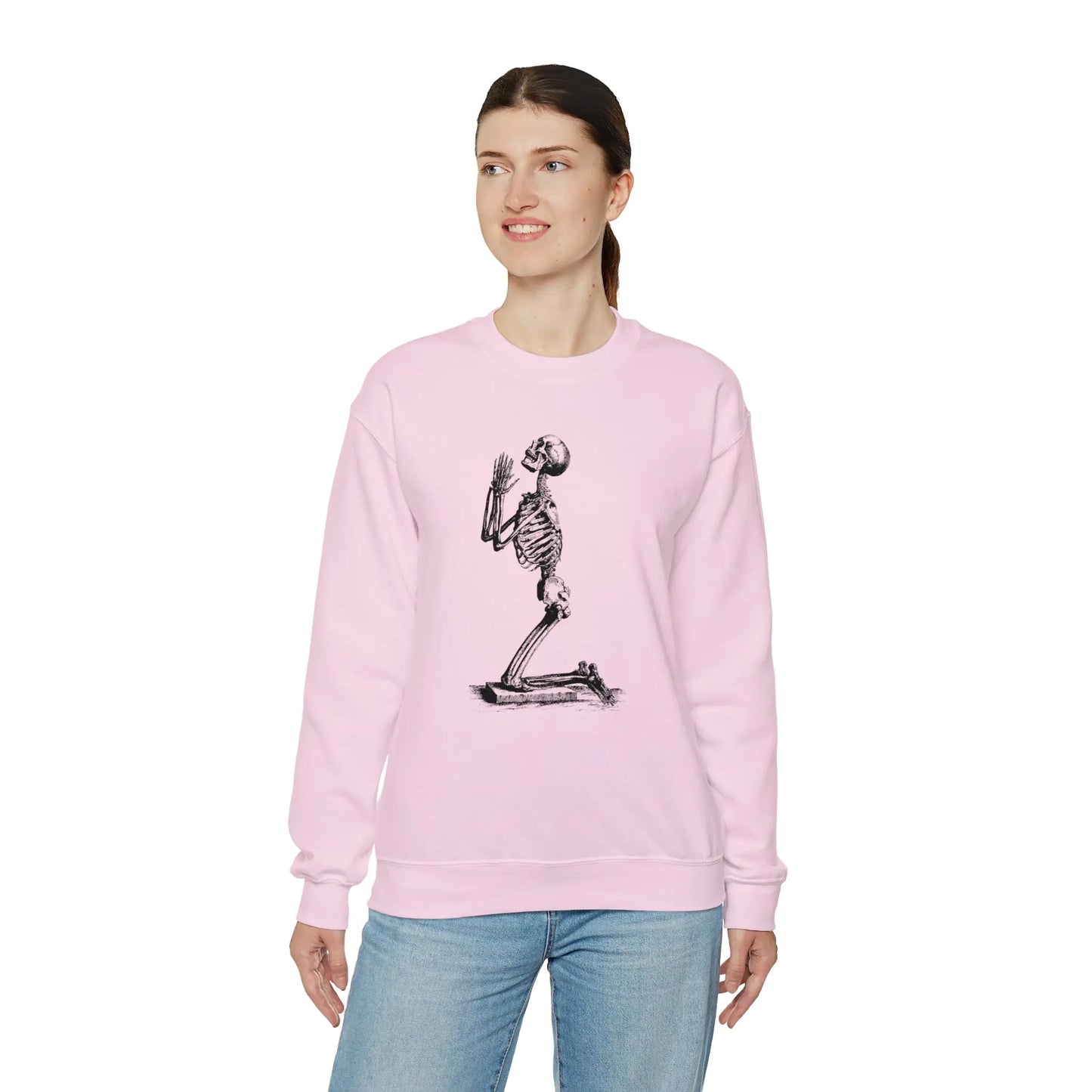 Praying Skeleton Sweatshirt Printify