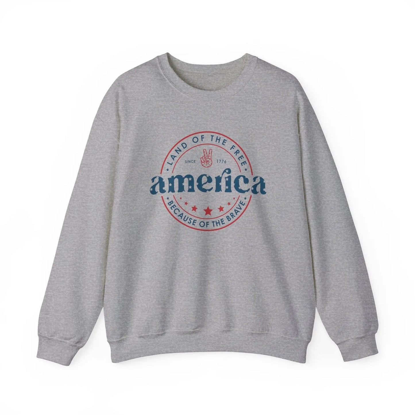 America: Land of the Free Because of the Brave Vintage Retro America Sweatshirt for Patriots Printify