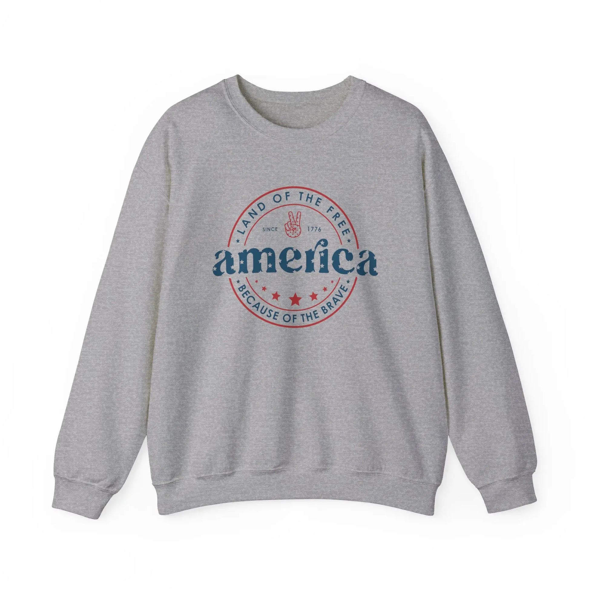 America: Land of the Free Because of the Brave Vintage Retro America Sweatshirt for Patriots Printify