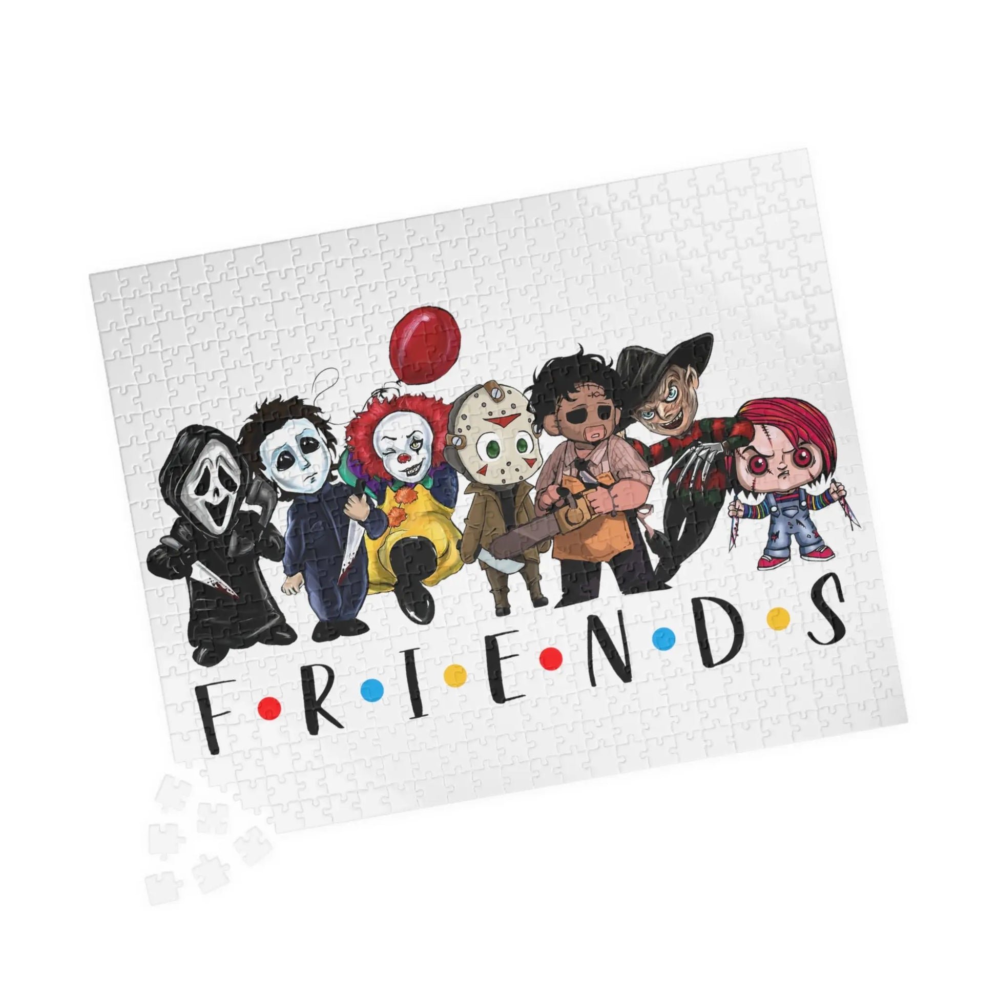 Iconic Horror Characters Jigsaw Puzzle - Ghost Face, Michael Myers, Pennywise, Jason Voorhees, Freddy Krueger, Leatherface - papercraneco
