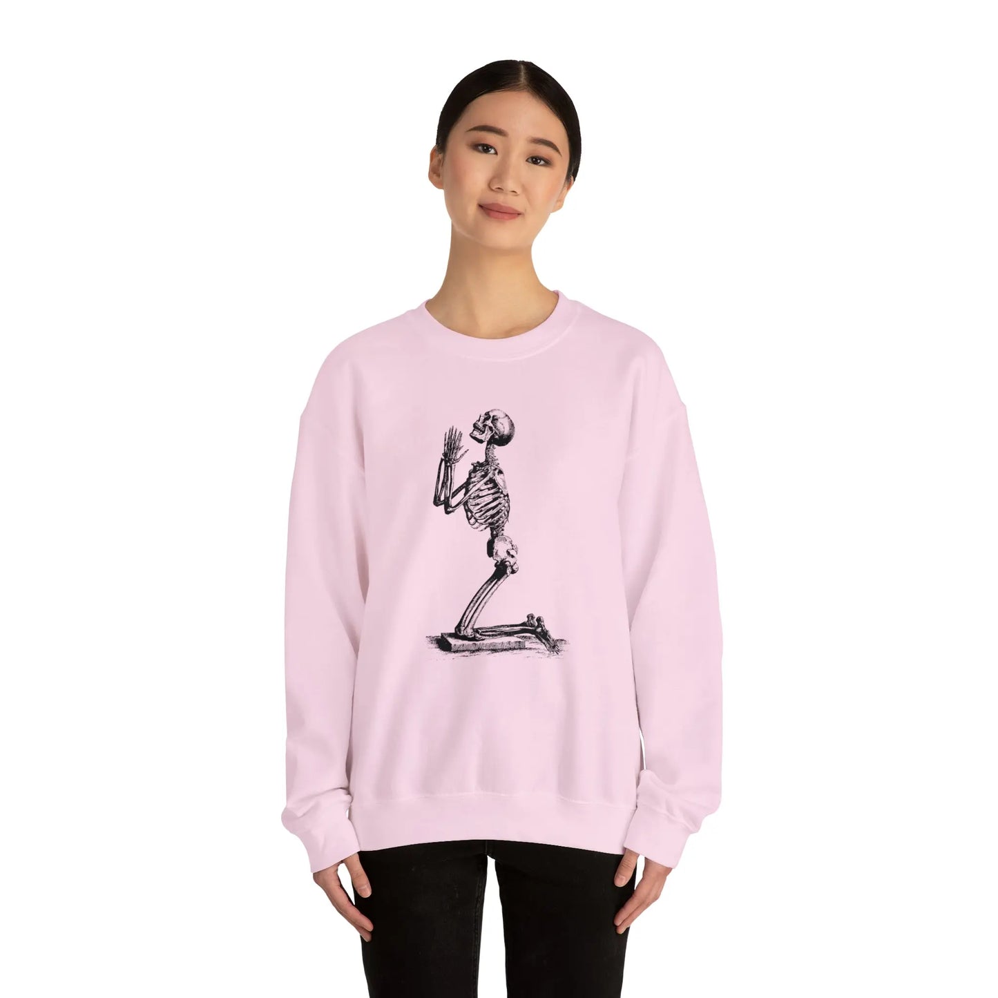 Praying Skeleton Sweatshirt Printify