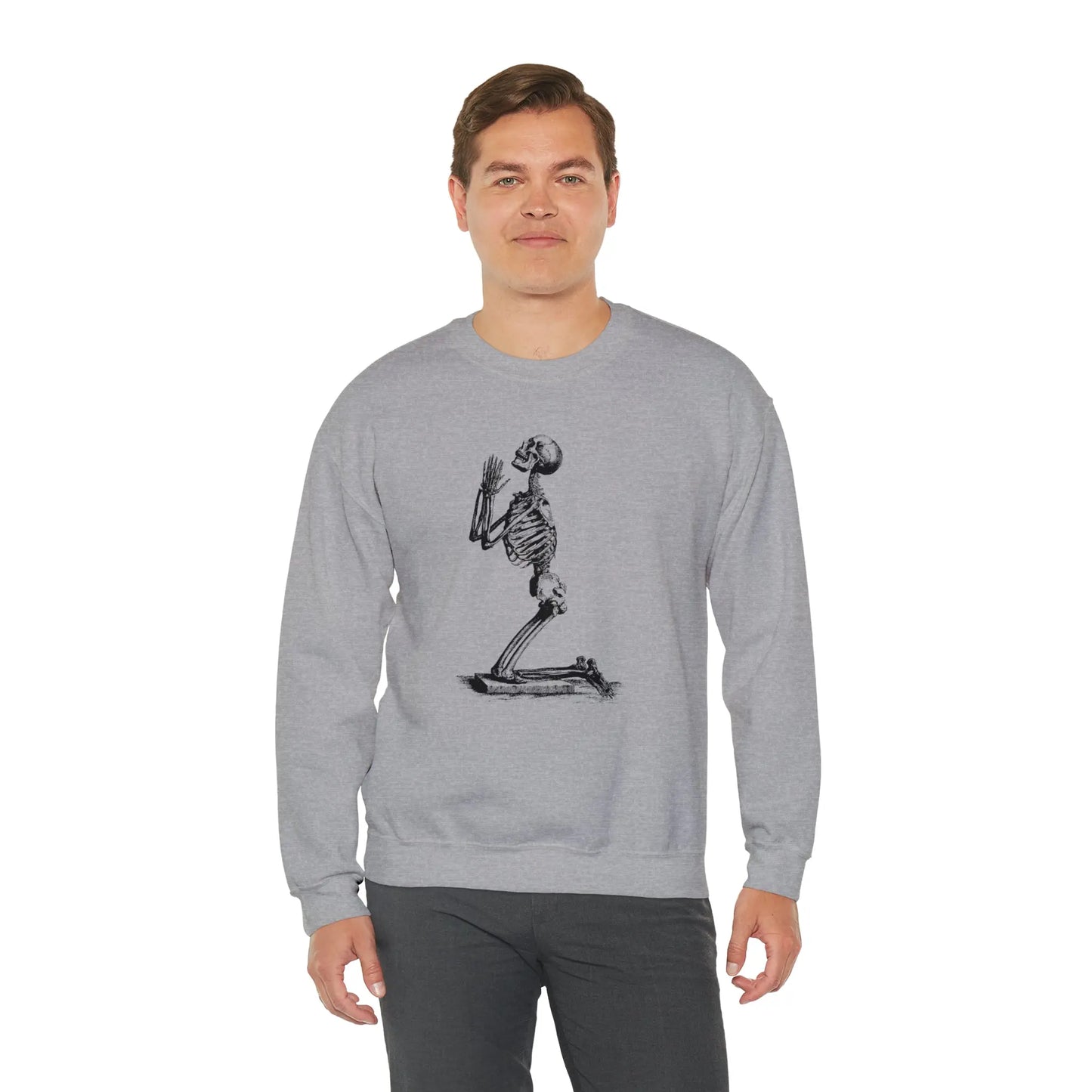 Praying Skeleton Sweatshirt Printify
