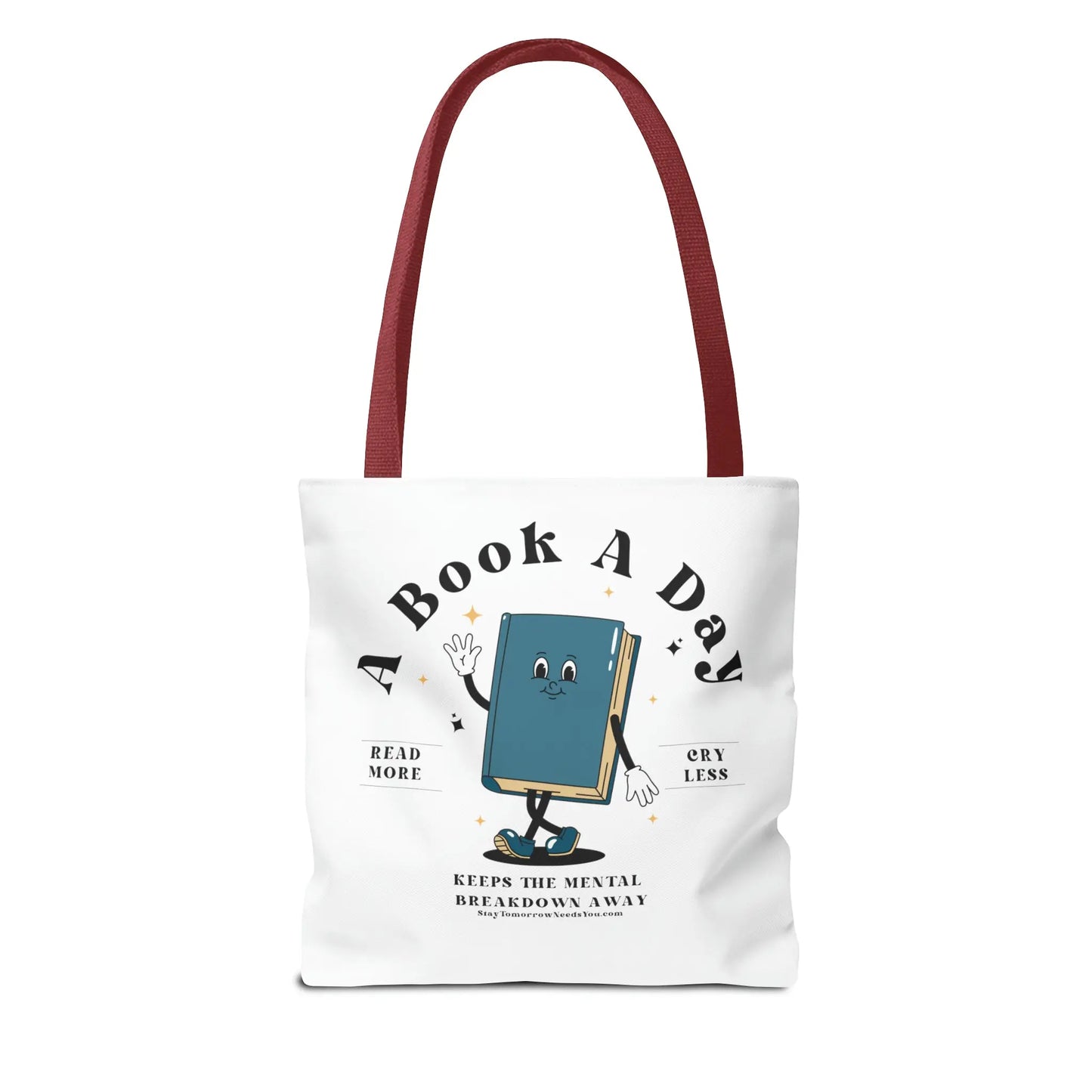 Bookish Mental Health Tote | Book A Day Retro Tote Read More Book Lover Bookworm BookTok Romance Reader Book Addict Romantasy Bibliophile