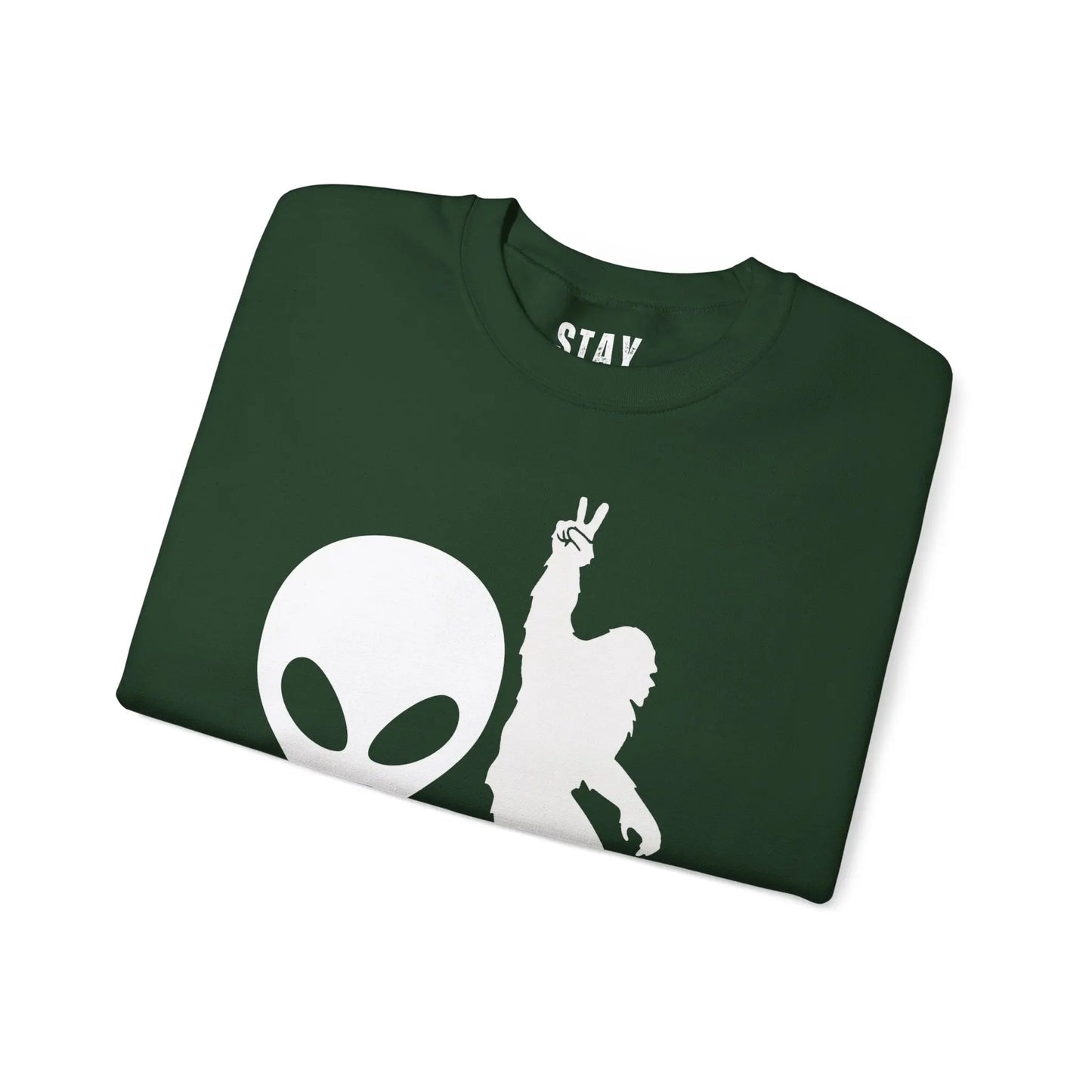 Alien and Bigfoot Sweatshirt “we don’t believe in you either” Printify