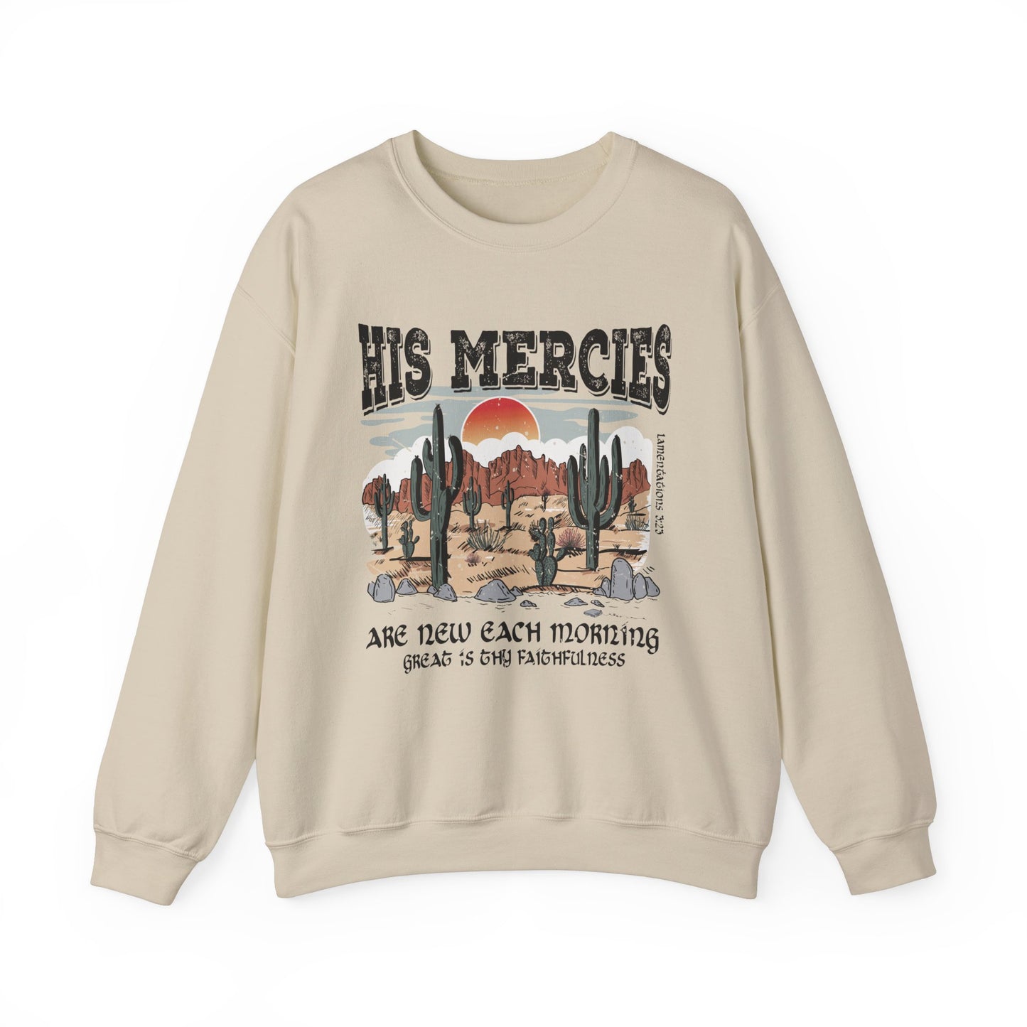 Boho Christian Sweatshirt Bible Verse Jesus Apparel Faith Based His Mercies Are New Vintage - Stay Tomorrow Needs You