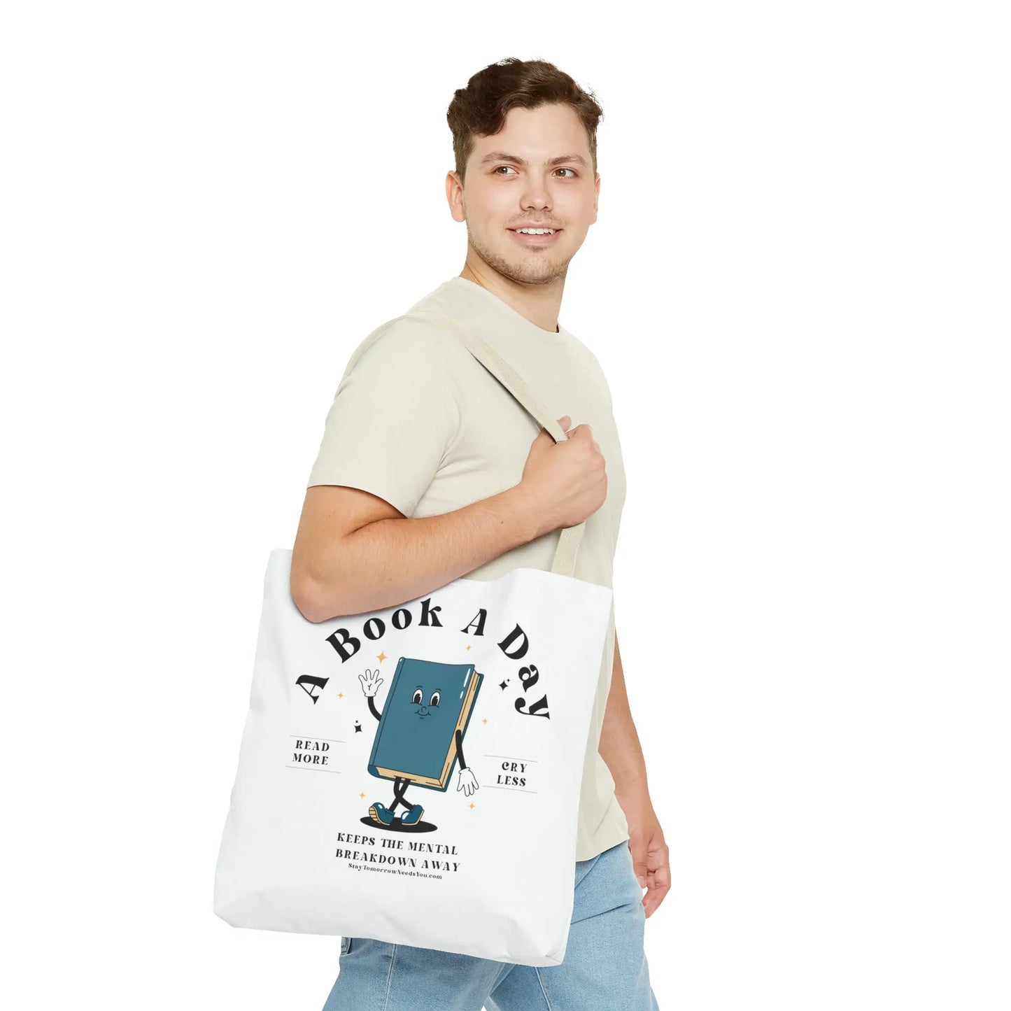 Bookish Mental Health Tote | Book A Day Retro Tote Read More Book Lover Bookworm BookTok Romance Reader Book Addict Romantasy Bibliophile