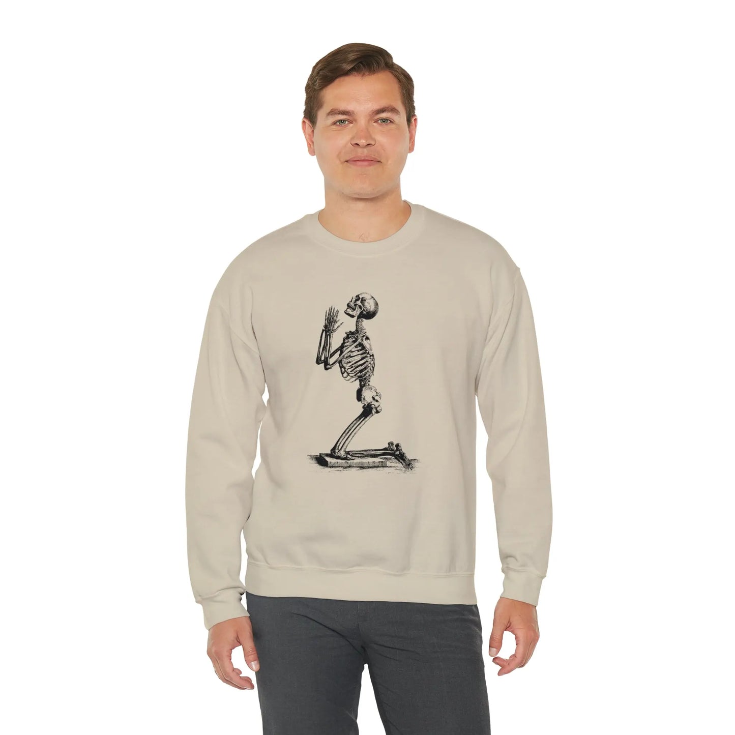 Praying Skeleton Sweatshirt Printify