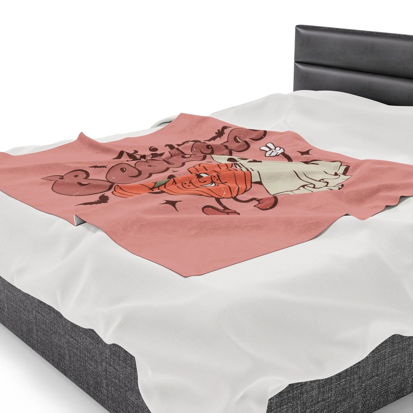 Cute Retro 'Tis the Season' Halloween Pumpkin Ghost Throw Blanket Printify