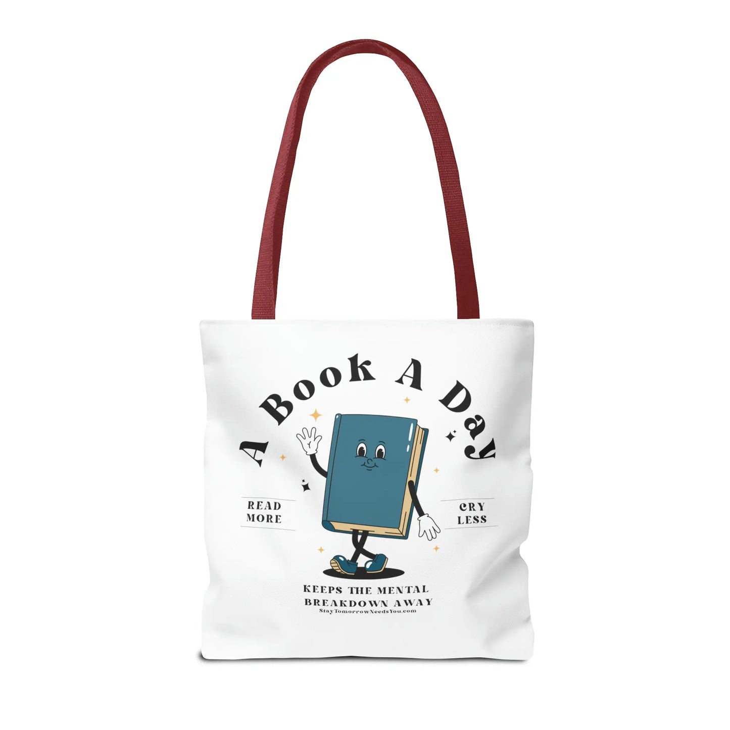 Bookish Mental Health Tote | Book A Day Retro Tote Read More Book Lover Bookworm BookTok Romance Reader Book Addict Romantasy Bibliophile