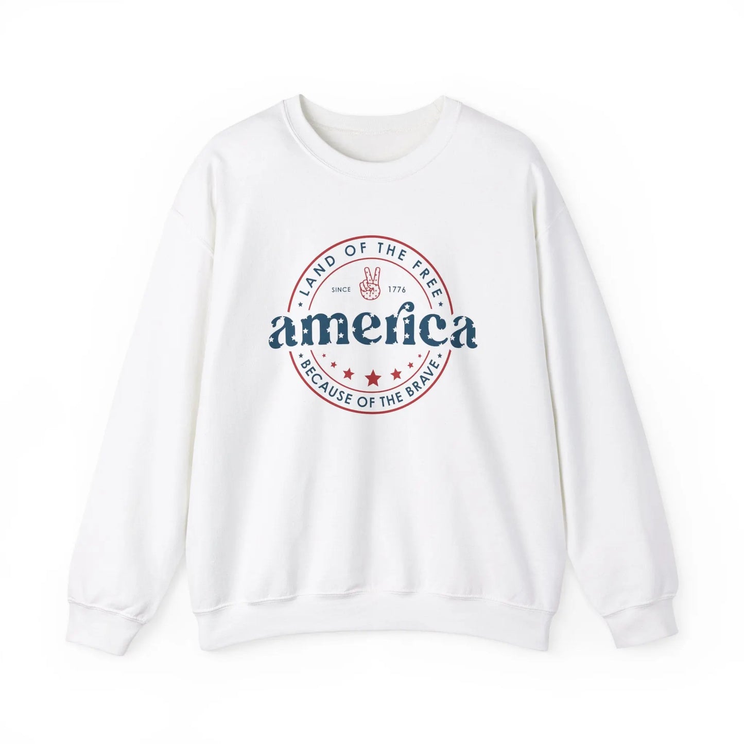 America: Land of the Free Because of the Brave Vintage Retro America Sweatshirt for Patriots Printify
